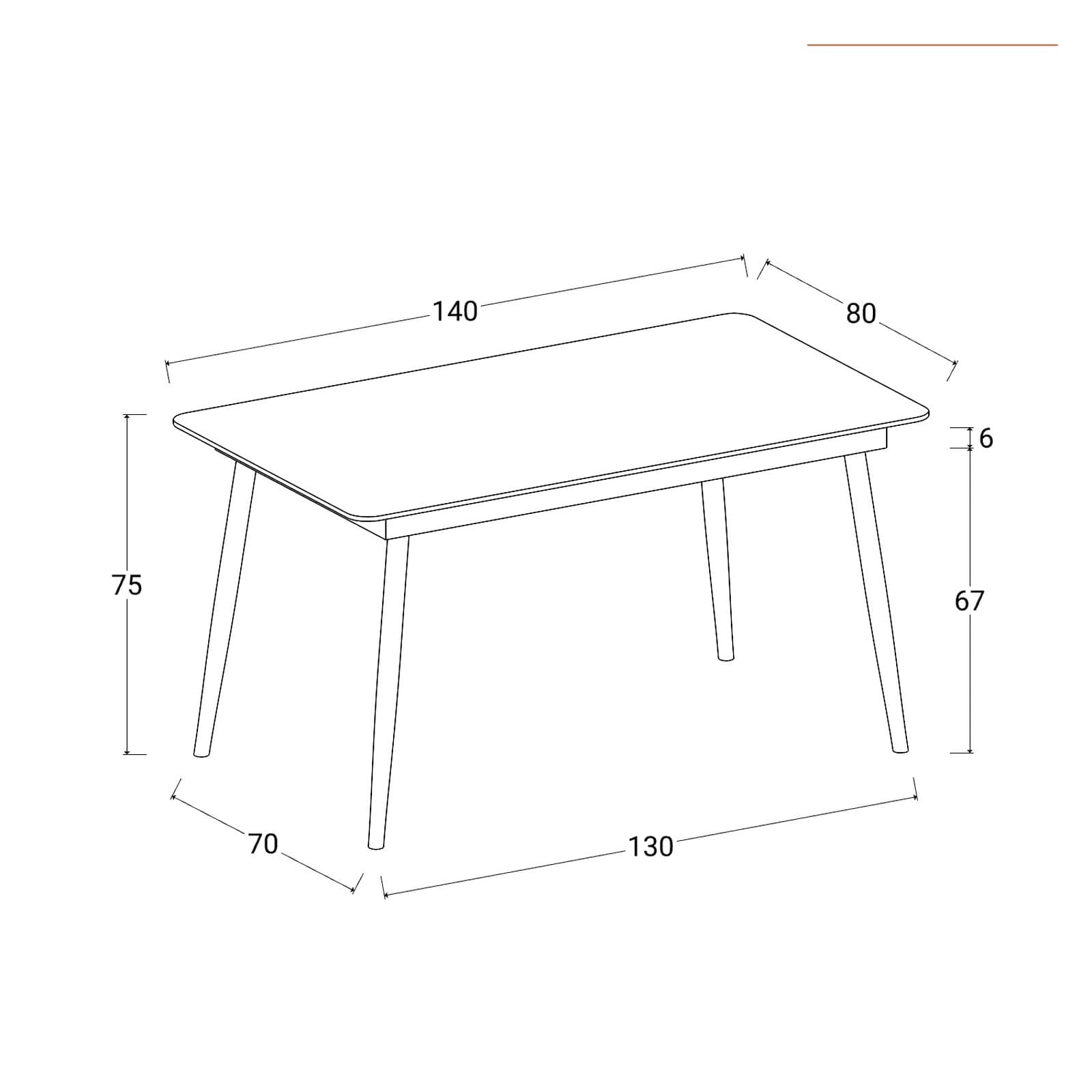 Tavolo 140x80 cm top in pietra grigio opaco e gambe in acciaio nero - Lieto