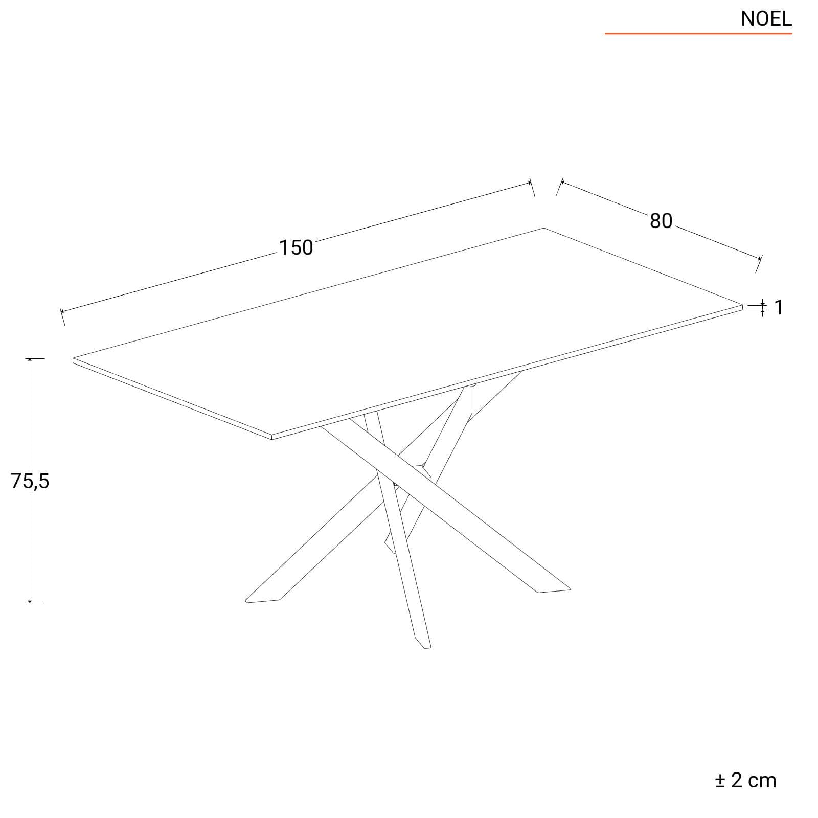 Tavolo 150x80 cm piano in vetro effetto marmo bianco 10 mm e gambe incrociate oro - Noel