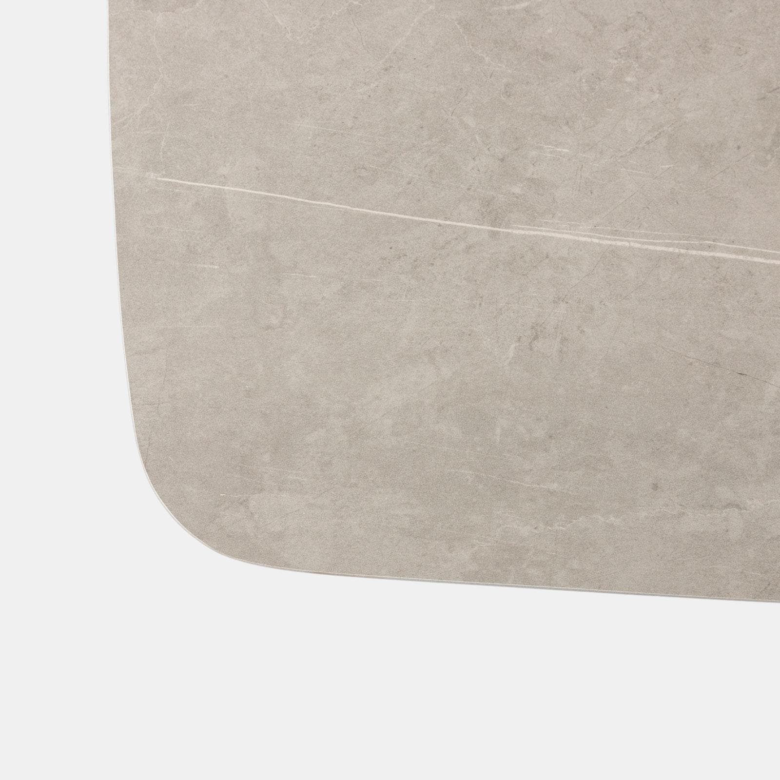 Tavolo 160x90 cm con piano in ceramica effetto marmo grigio e gambe nere - Civitas