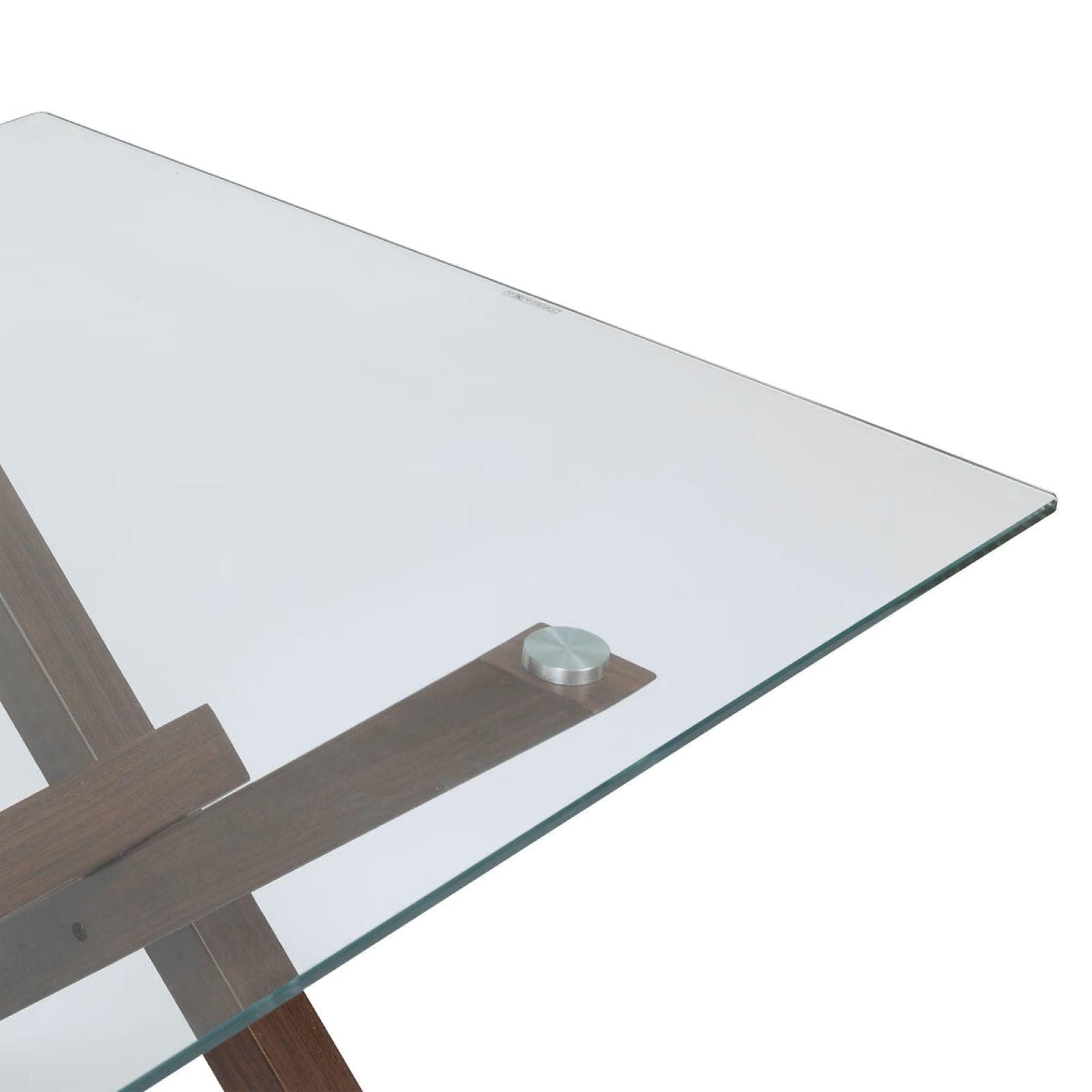 Tavolo 180x90 cm in acciaio effetto noce e top in vetro temperato - Leif