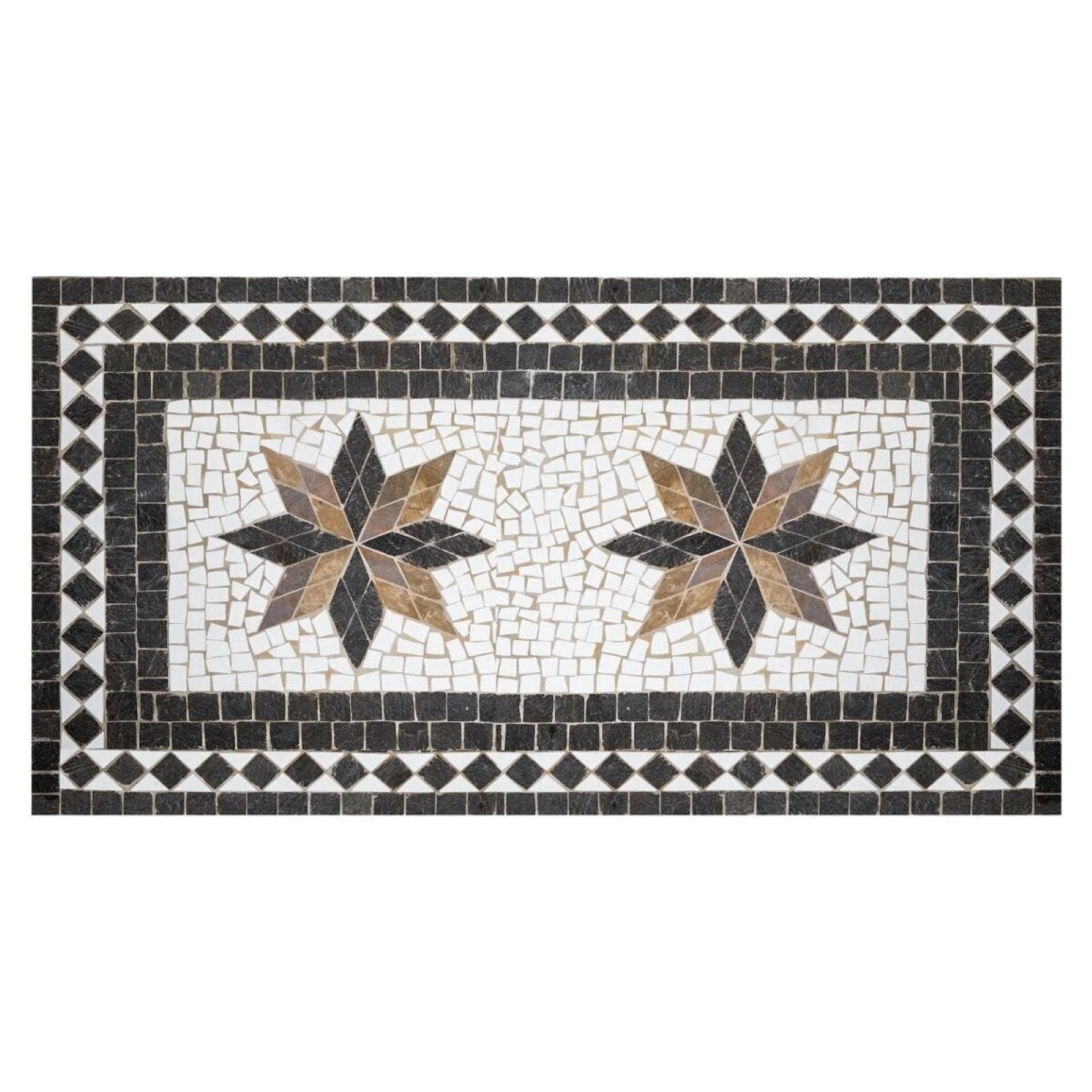 Tavolo 180x90 cm in acciaio nero con top in mosaico in pietra - Stanley