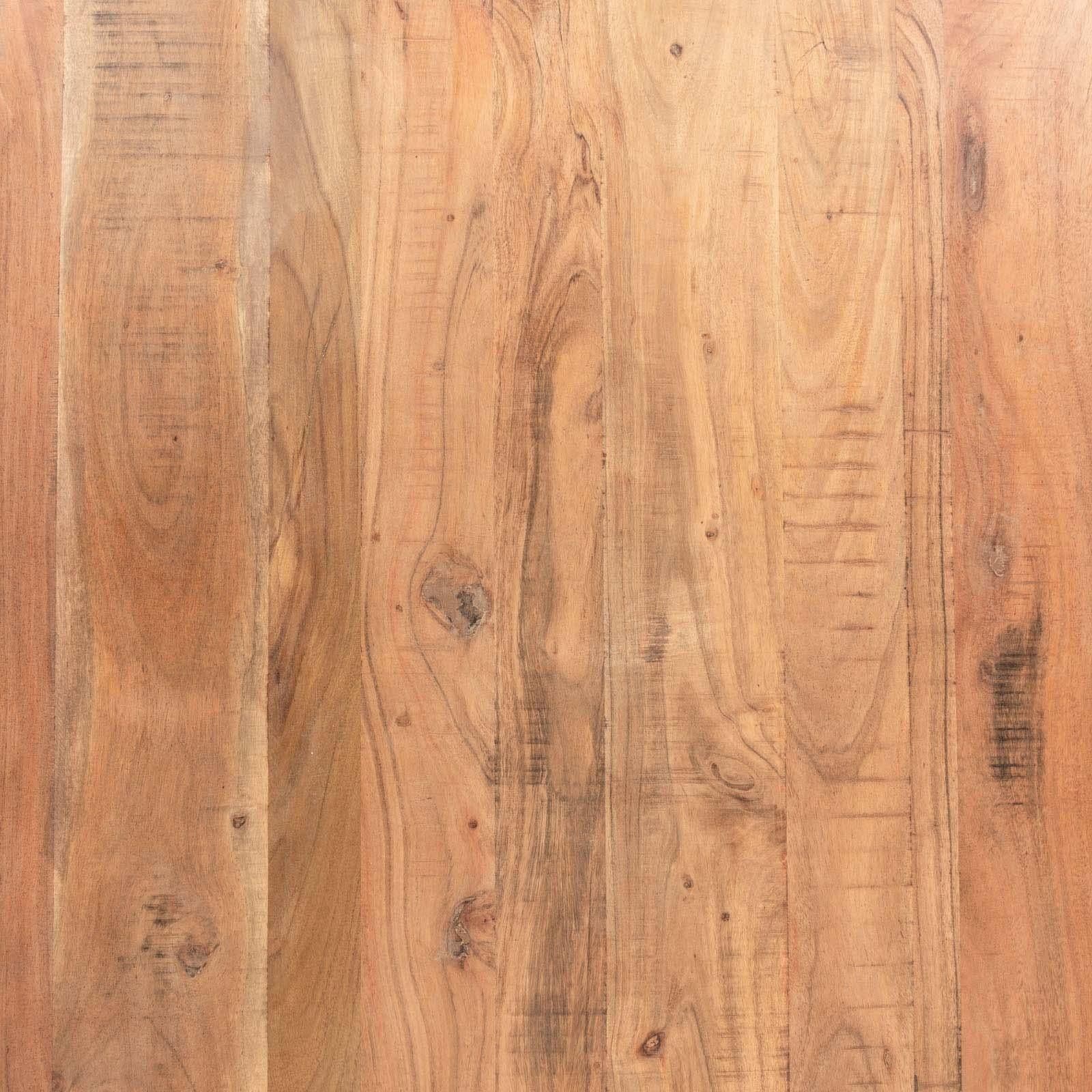 Tavolo 180x90 cm piano in legno di acacia 55 mm e gambe a U 5x5 in metallo cromo - Freia Acacia