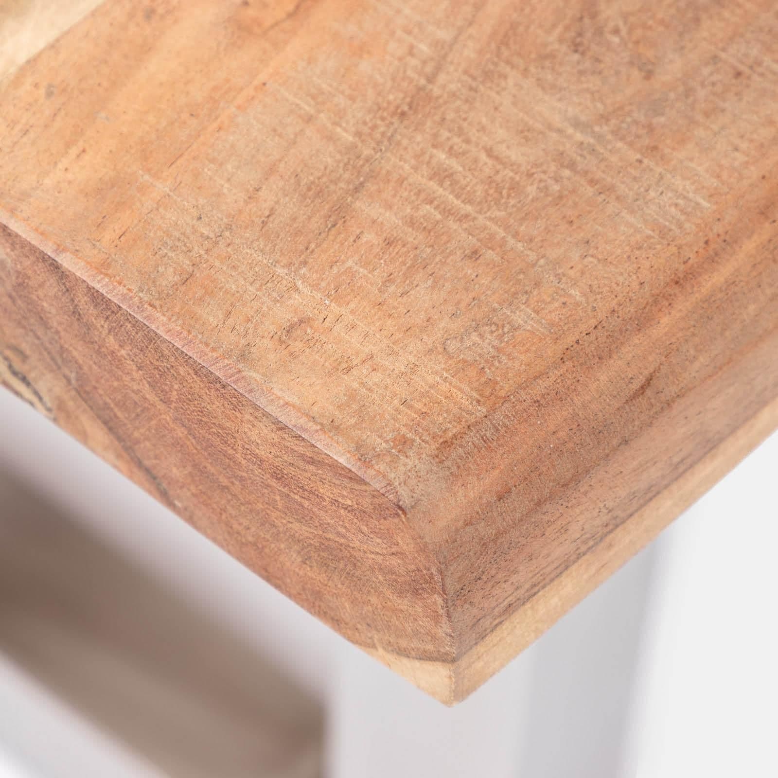 Tavolo 180x90 cm piano in legno di acacia 55 mm e gambe a U 5x5 in metallo cromo - Freia Acacia