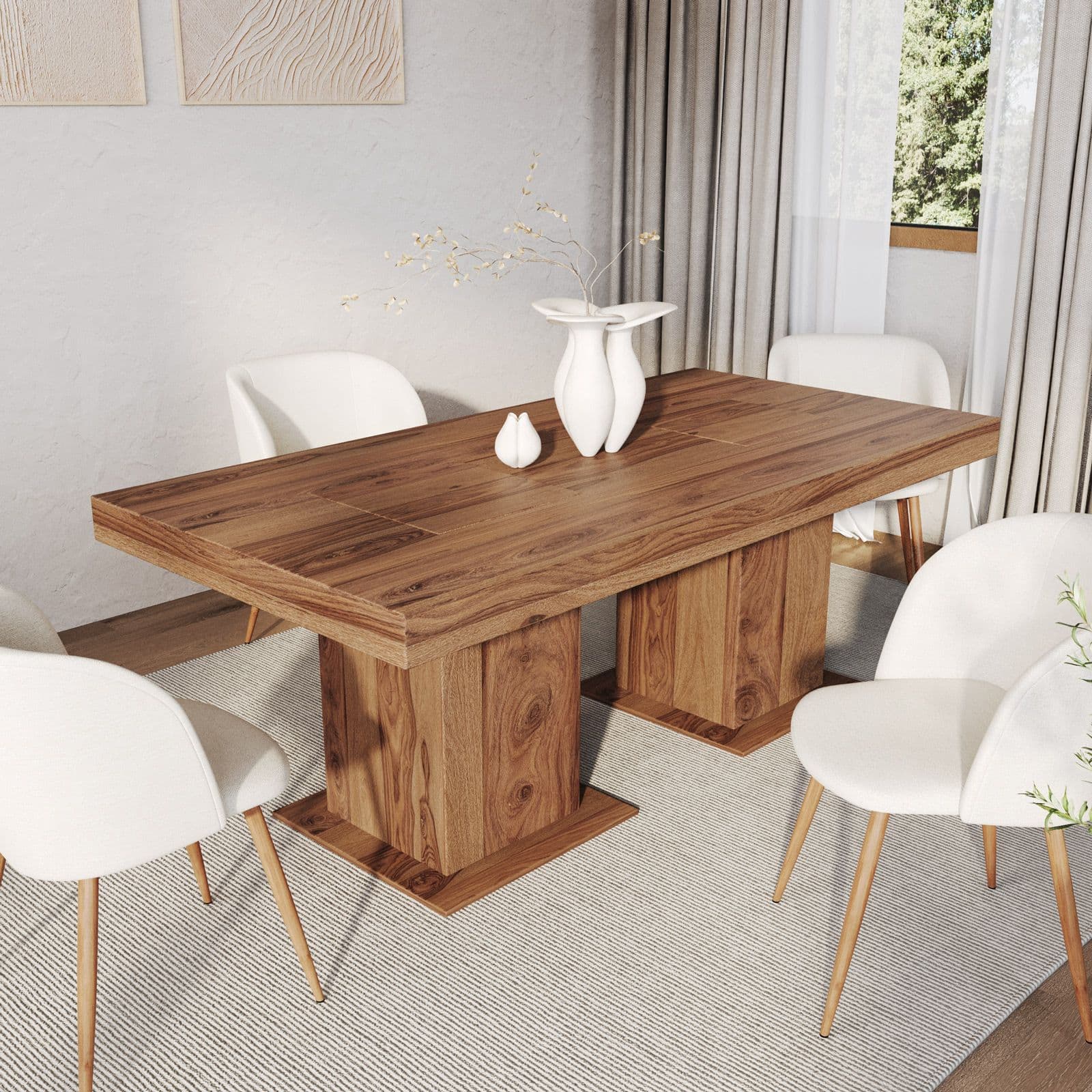Tavolo 200x100 cm in legno sheesham gambe 40x40 - Freia Sheesham