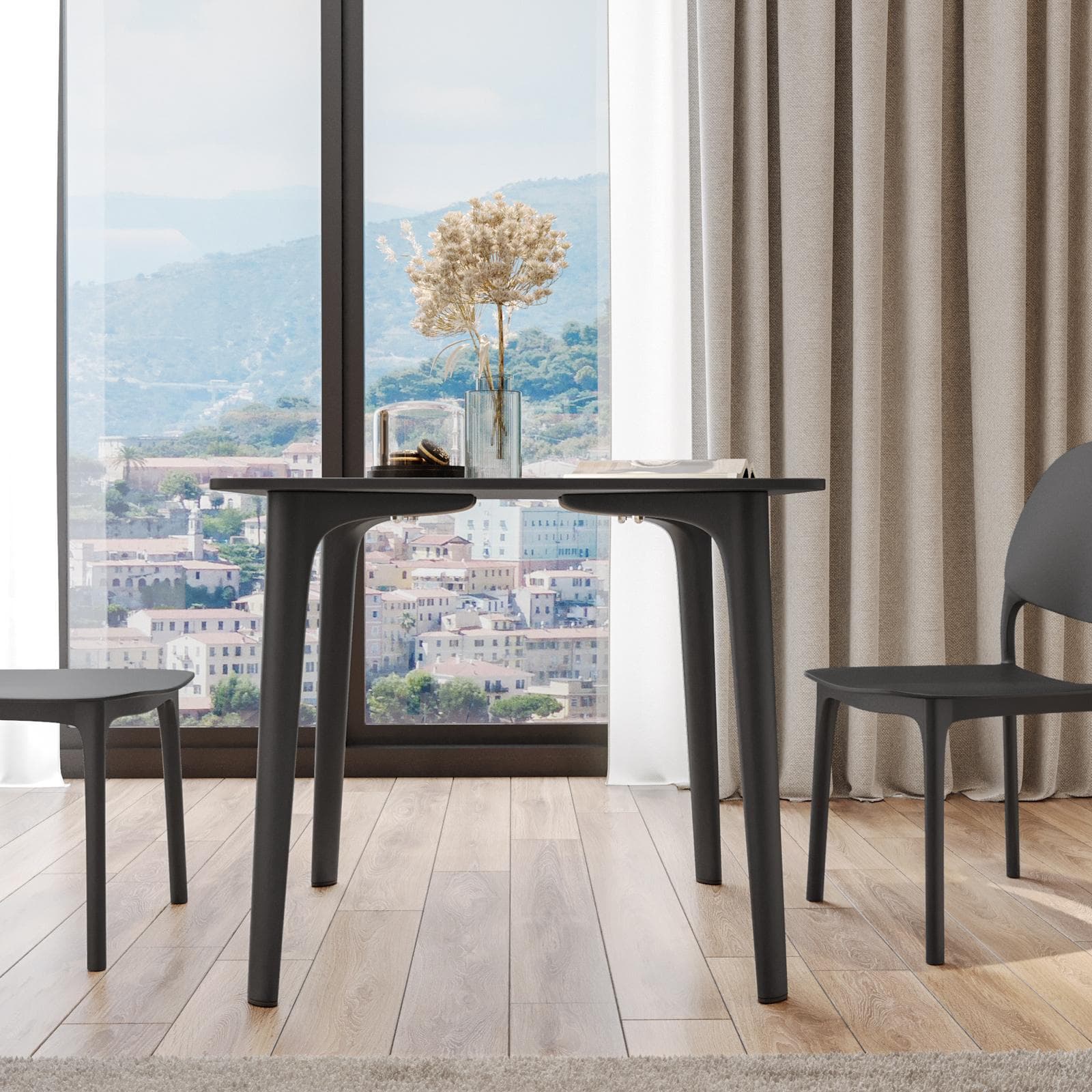 Tavolo 80x80 cm in polipropilene nero - Qalis