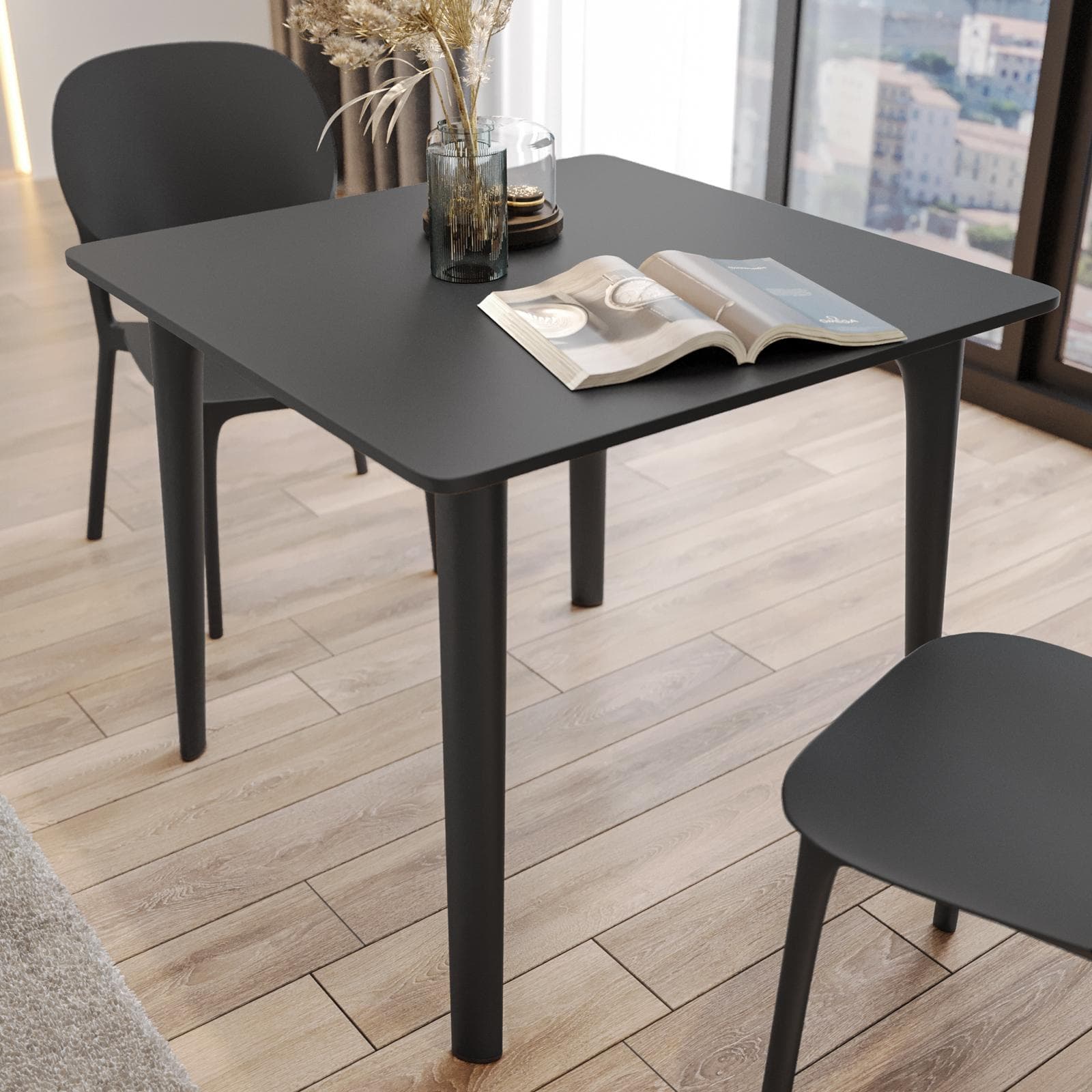 Tavolo 80x80 cm in polipropilene nero - Qalis
