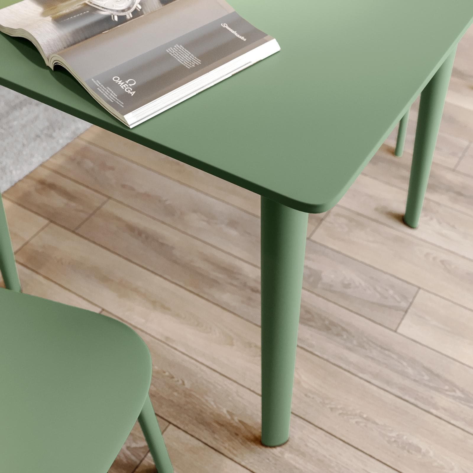 Tavolo 80x80 cm in polirpopilene verde salvia - Qalis