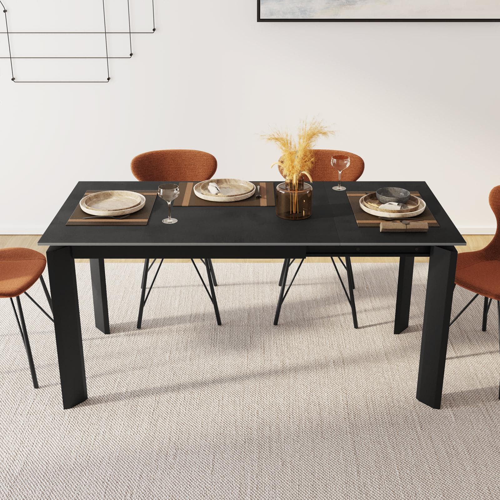 Tavolo allungabile 120-170x80 cm in ceramica antracite - Dorito