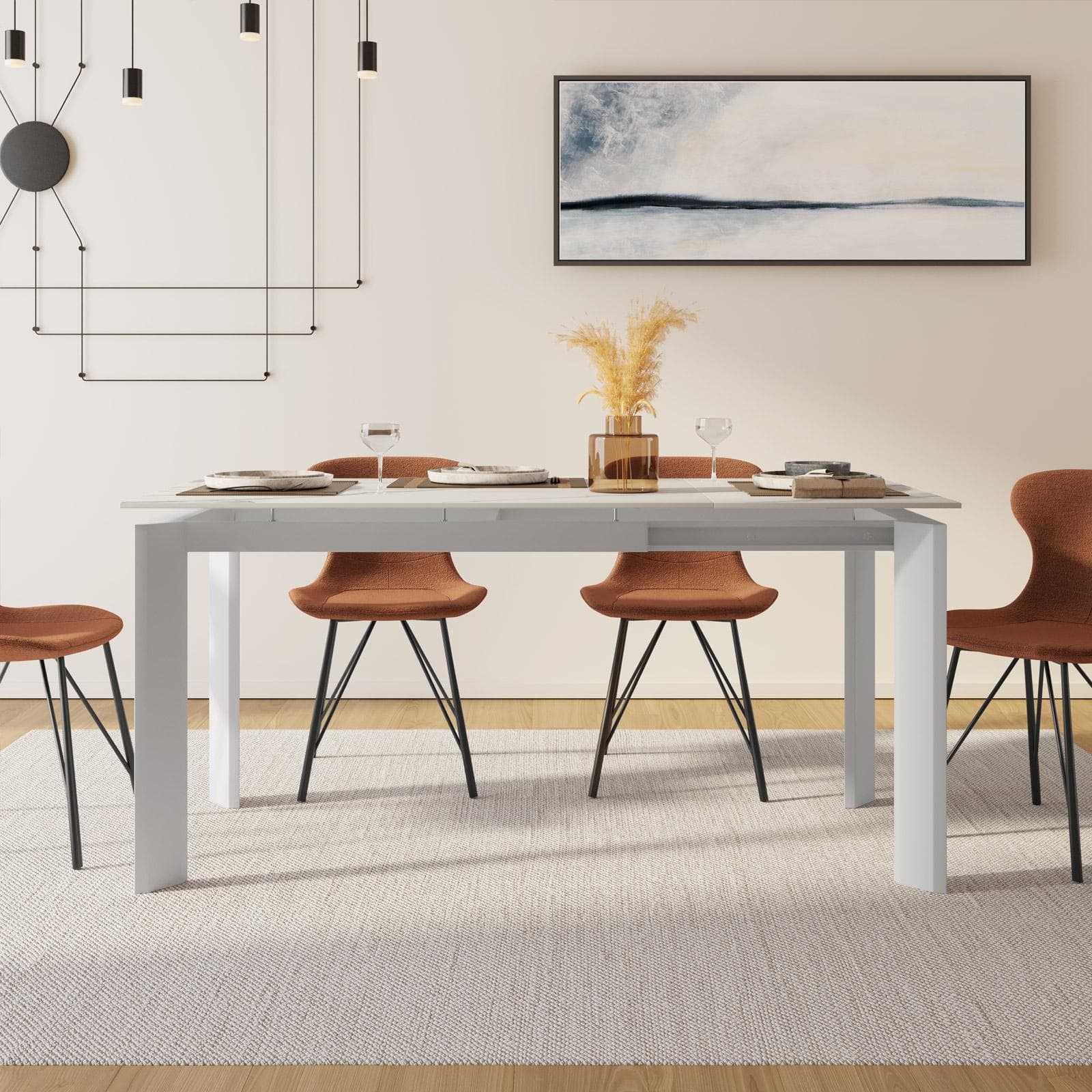 Tavolo allungabile 120-170x80 cm in ceramica bianco - Dorito