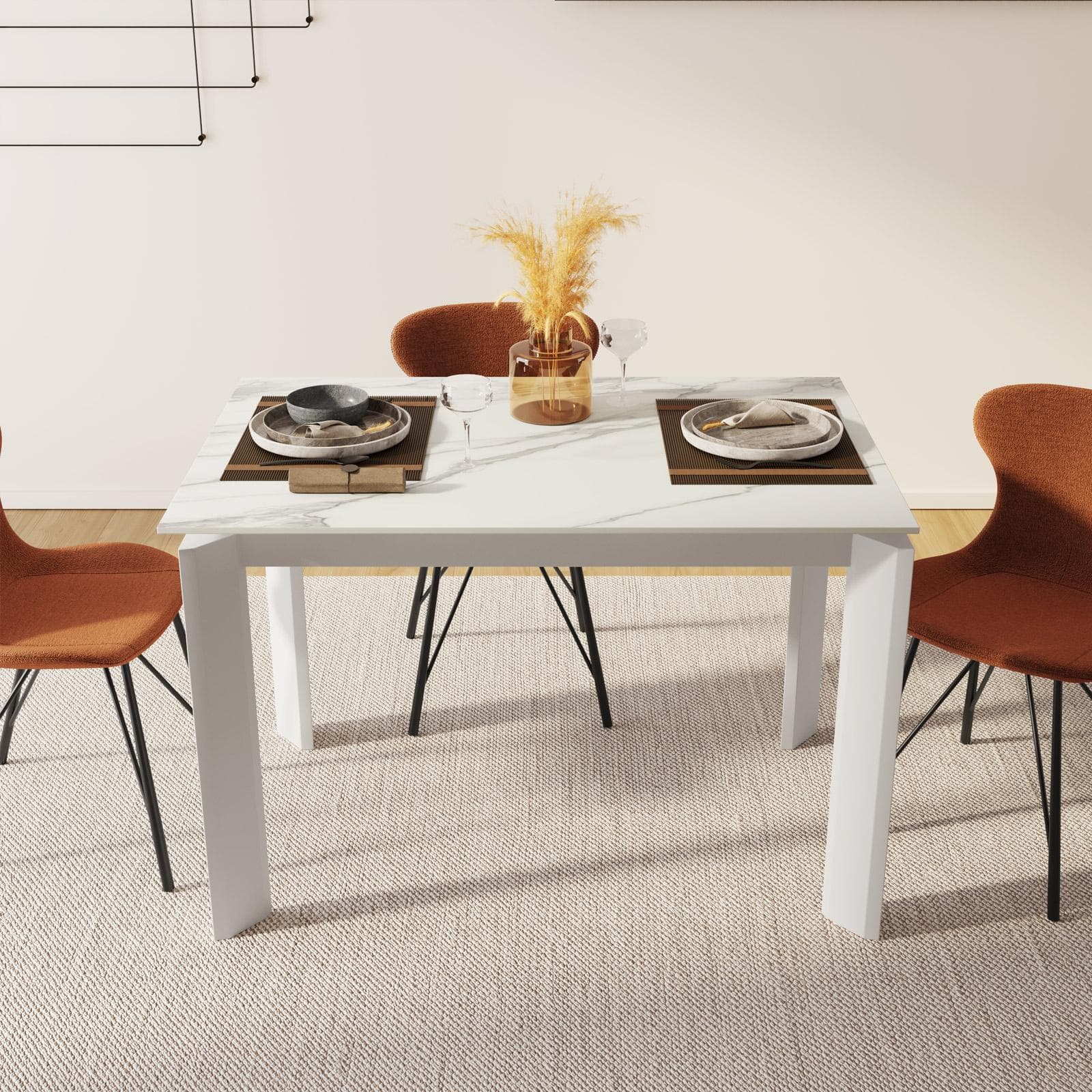 Tavolo allungabile 120-170x80 cm in ceramica bianco - Dorito