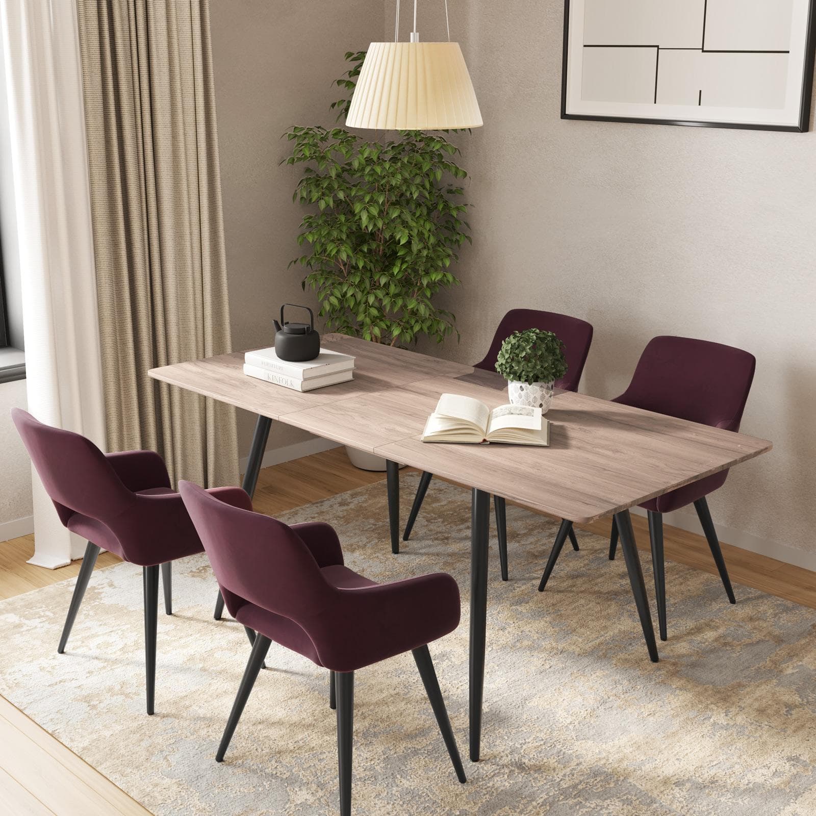 Tavolo allungabile 140-180x80 cm con top rovere fairy e gambe in metallo nero - Talismano