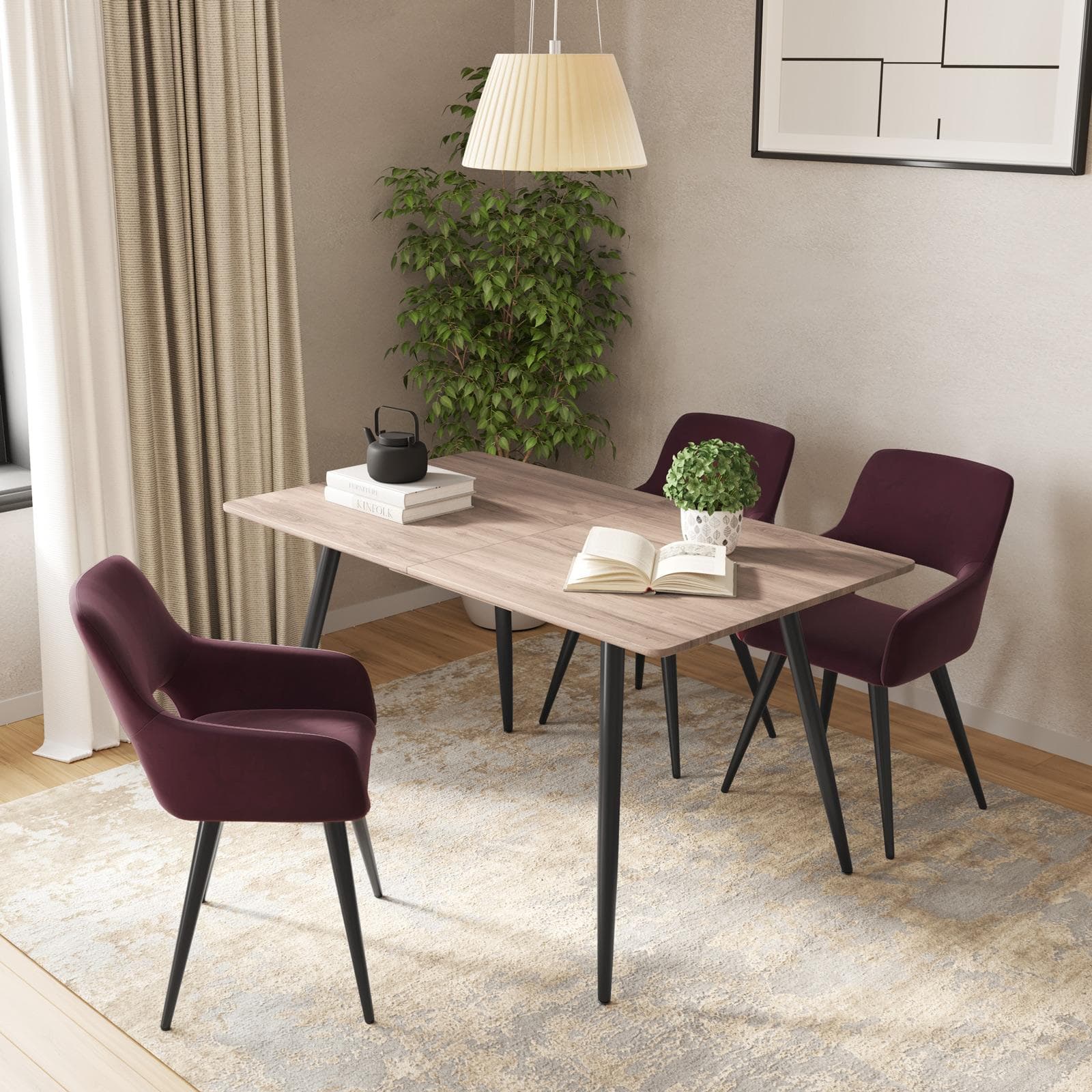 Tavolo allungabile 140-180x80 cm con top rovere fairy e gambe in metallo nero - Talismano