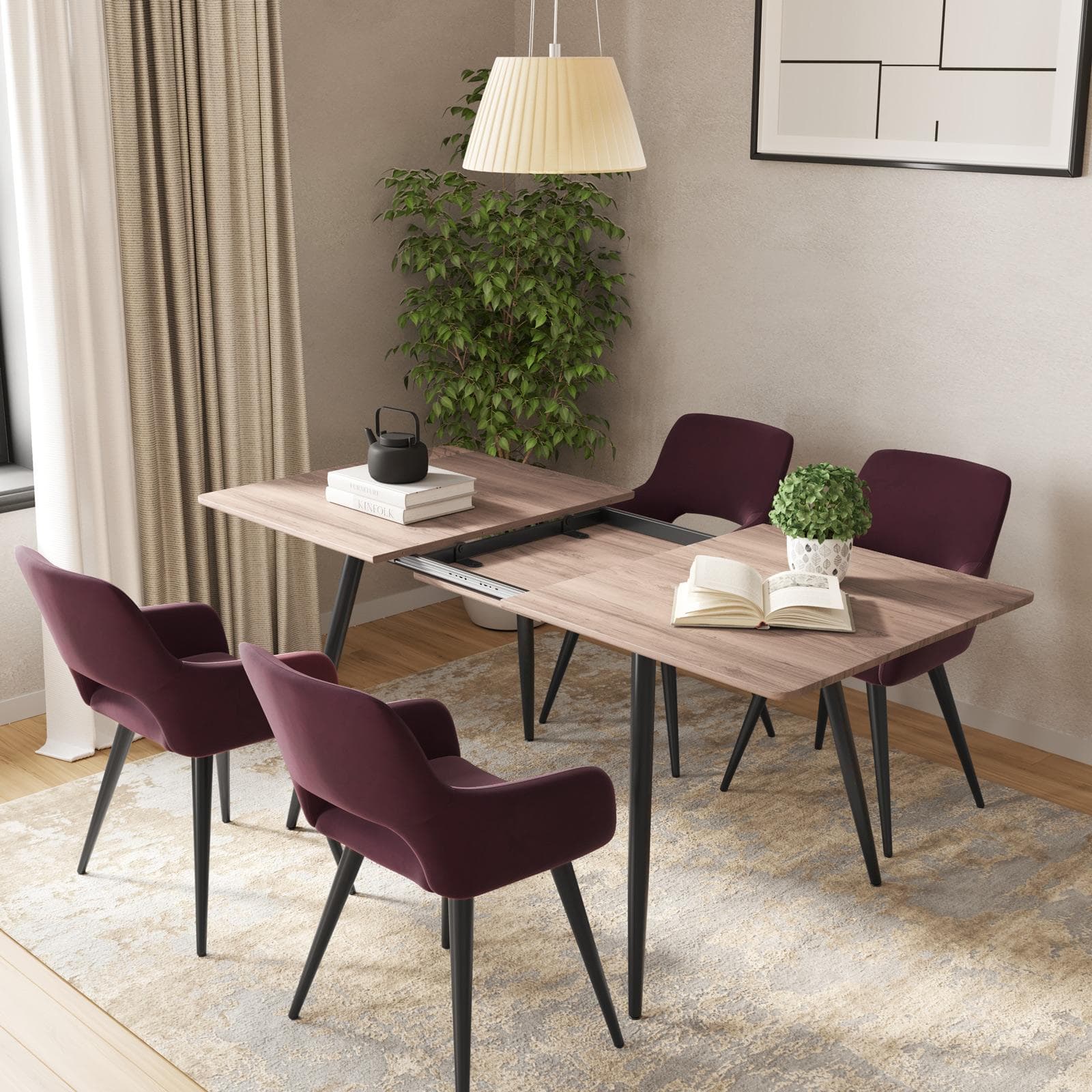 Tavolo allungabile 140-180x80 cm con top rovere fairy e gambe in metallo nero - Talismano