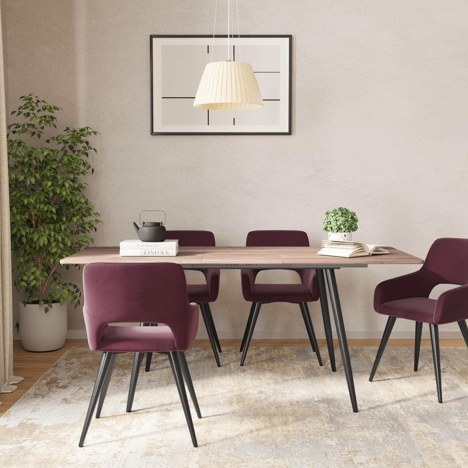 Tavolo allungabile 140-180x80 cm con top rovere fairy e gambe in metallo nero - Talismano