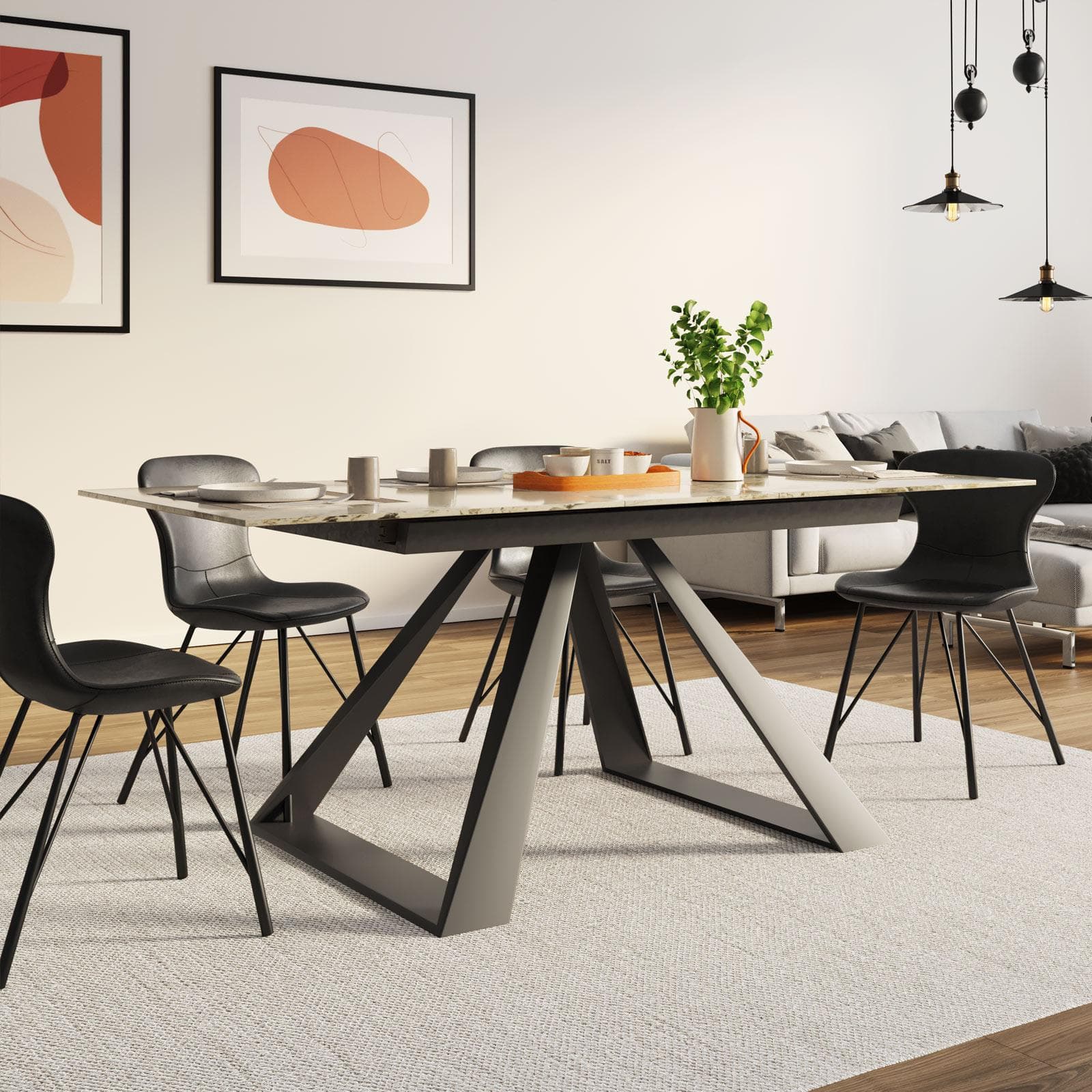 Tavolo allungabile 160-200x90 cm in ceramica marrone - Kurt