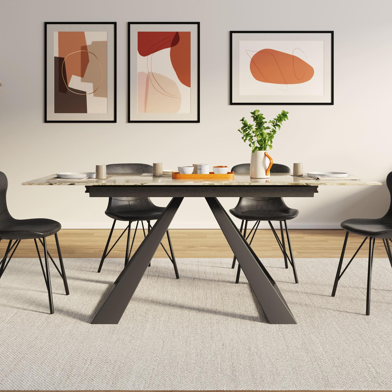 Tavolo allungabile 160-200x90 cm in ceramica marrone - Kurt