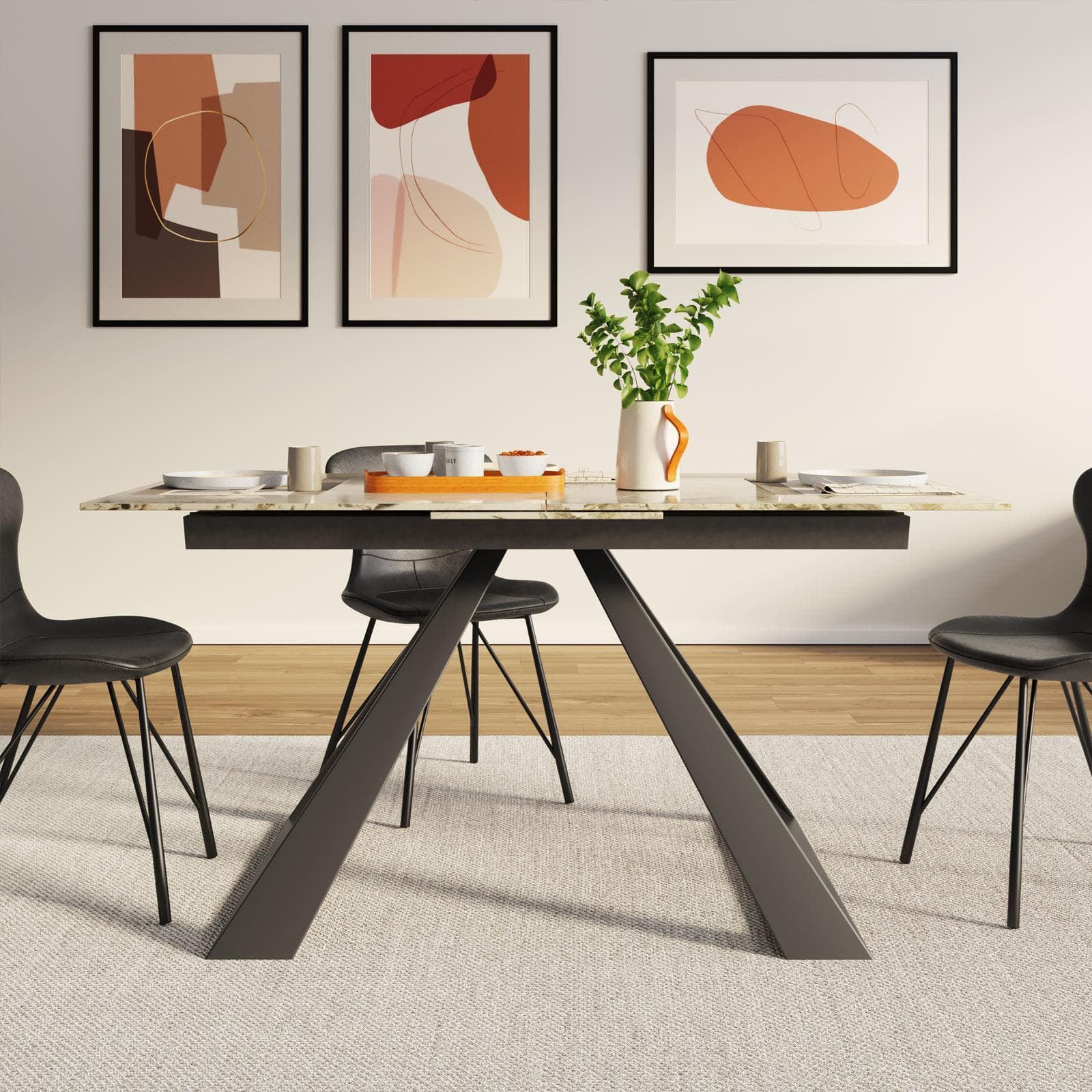 Tavolo allungabile 160-200x90 cm in ceramica marrone - Kurt