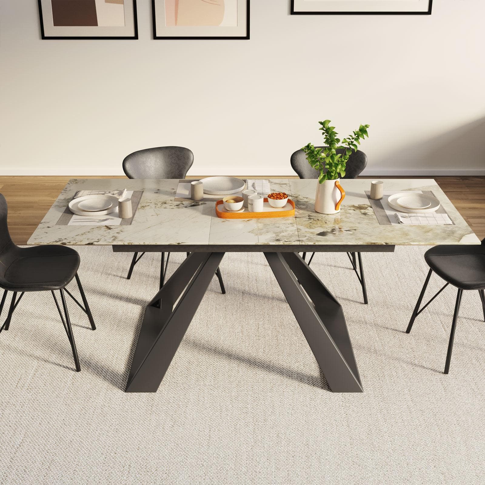 Tavolo allungabile 160-200x90 cm in ceramica marrone - Kurt