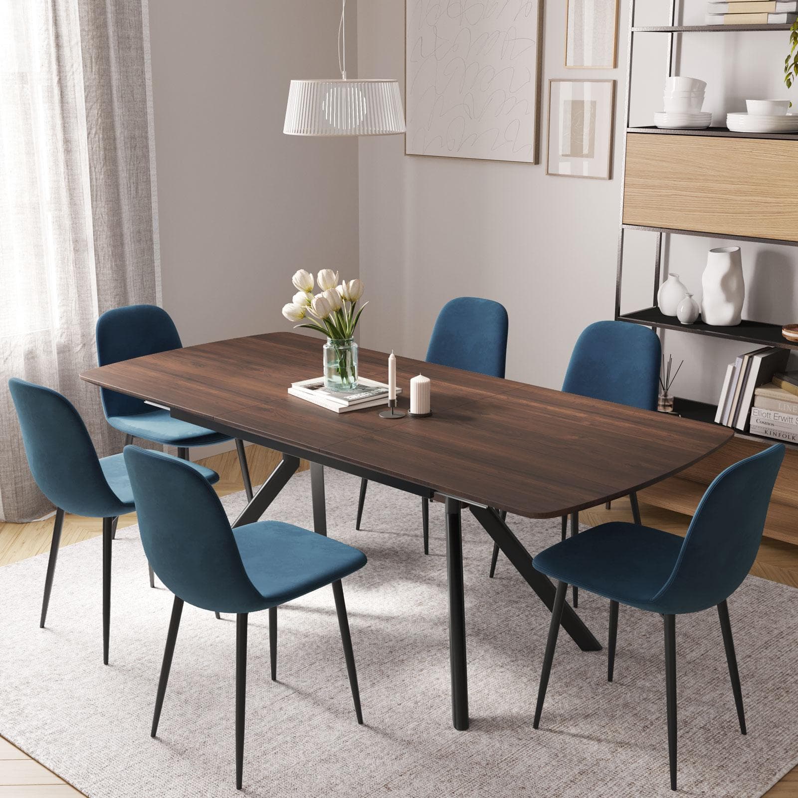 Tavolo allungabile 160-200x95 cm con top rovere aurora e gambe in metallo nero - Vortice