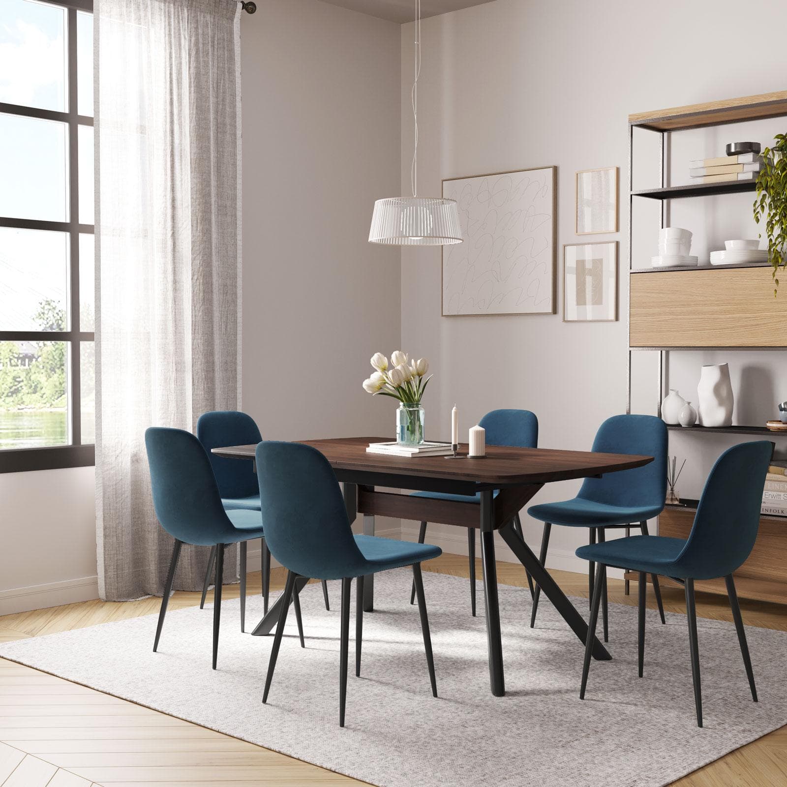 Tavolo allungabile 160-200x95 cm con top rovere aurora e gambe in metallo nero - Vortice