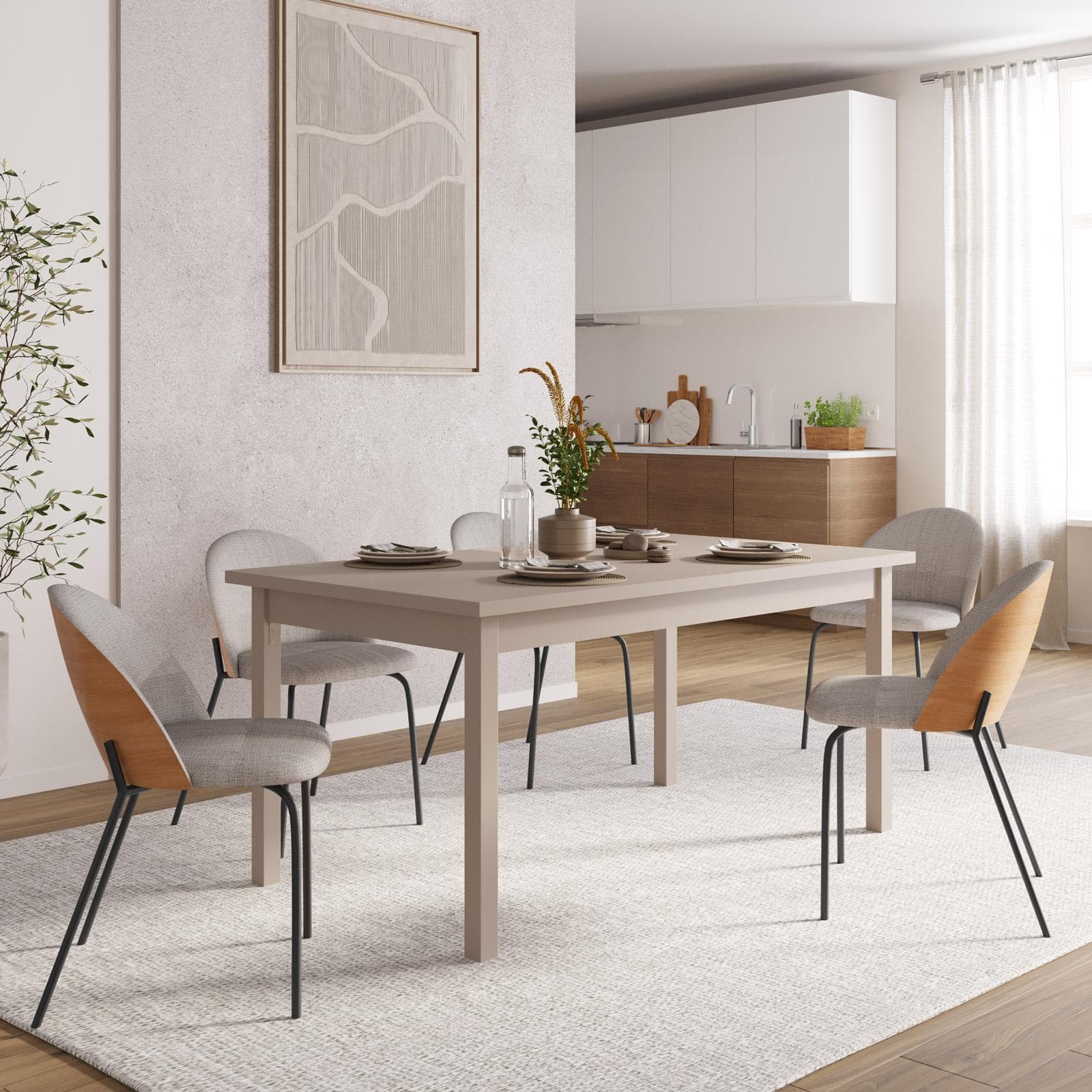 Tavolo allungabile 160-215x90 cm in legno tortora - Salem