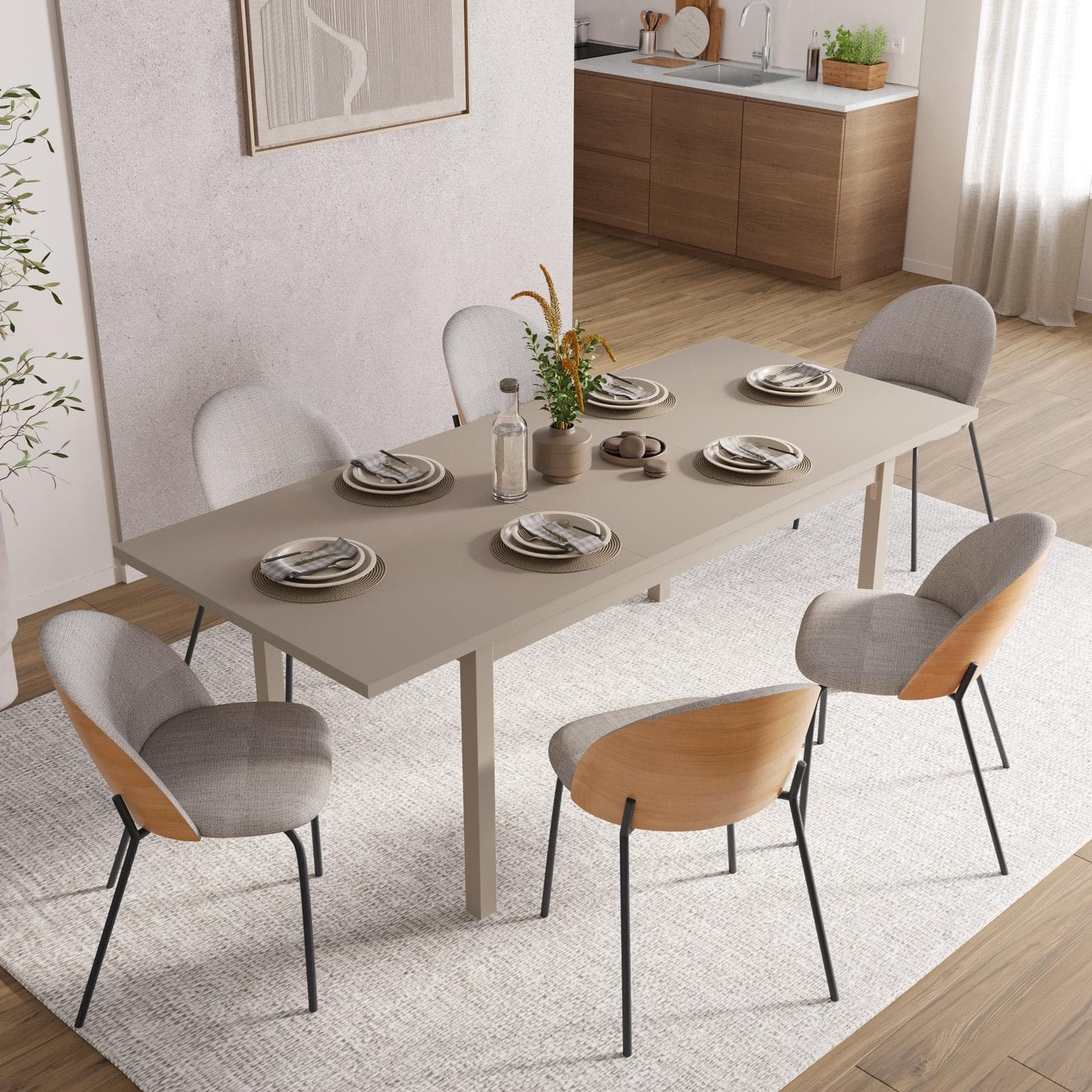 Tavolo allungabile 160-215x90 cm in legno tortora - Salem