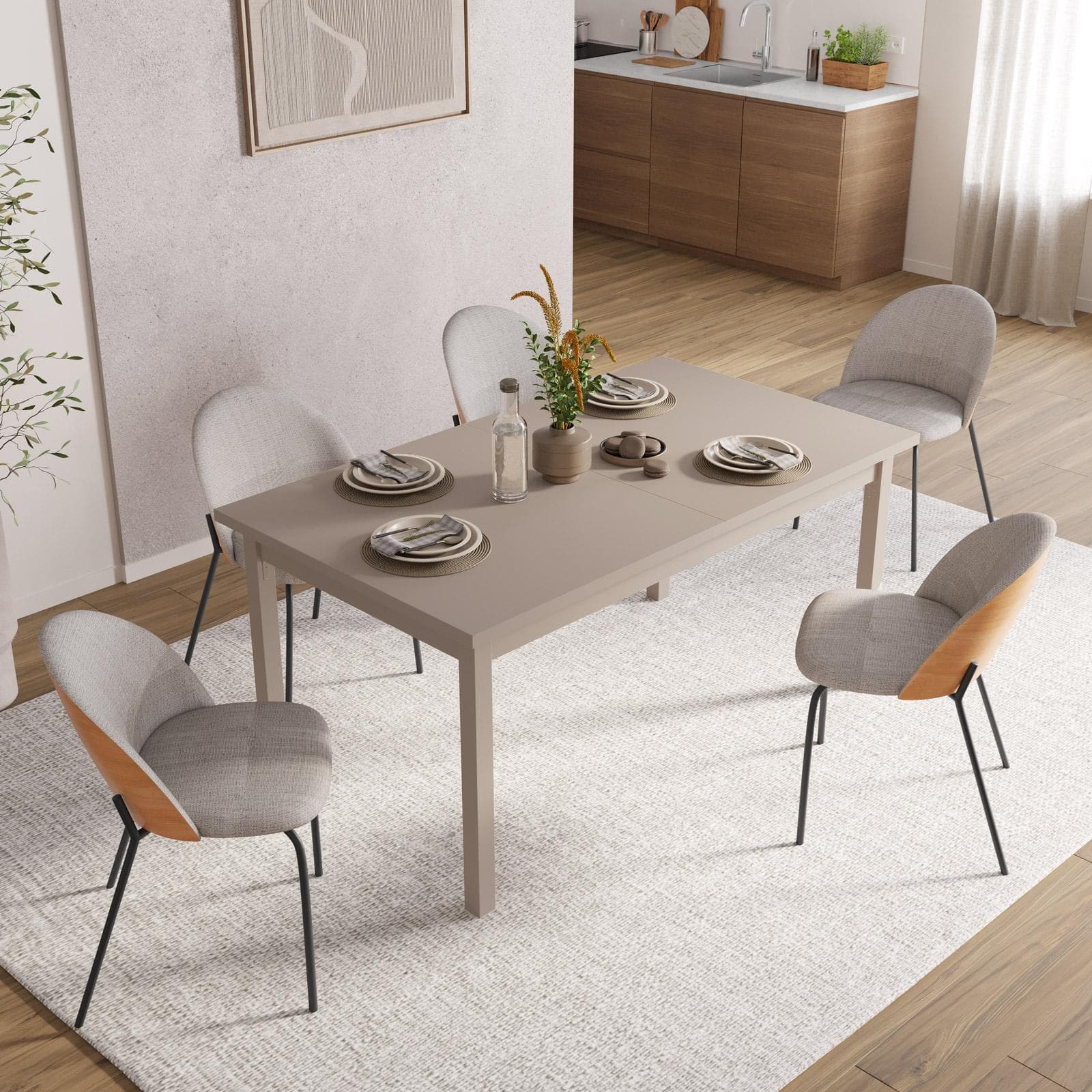 Tavolo allungabile 160-215x90 cm in legno tortora - Salem