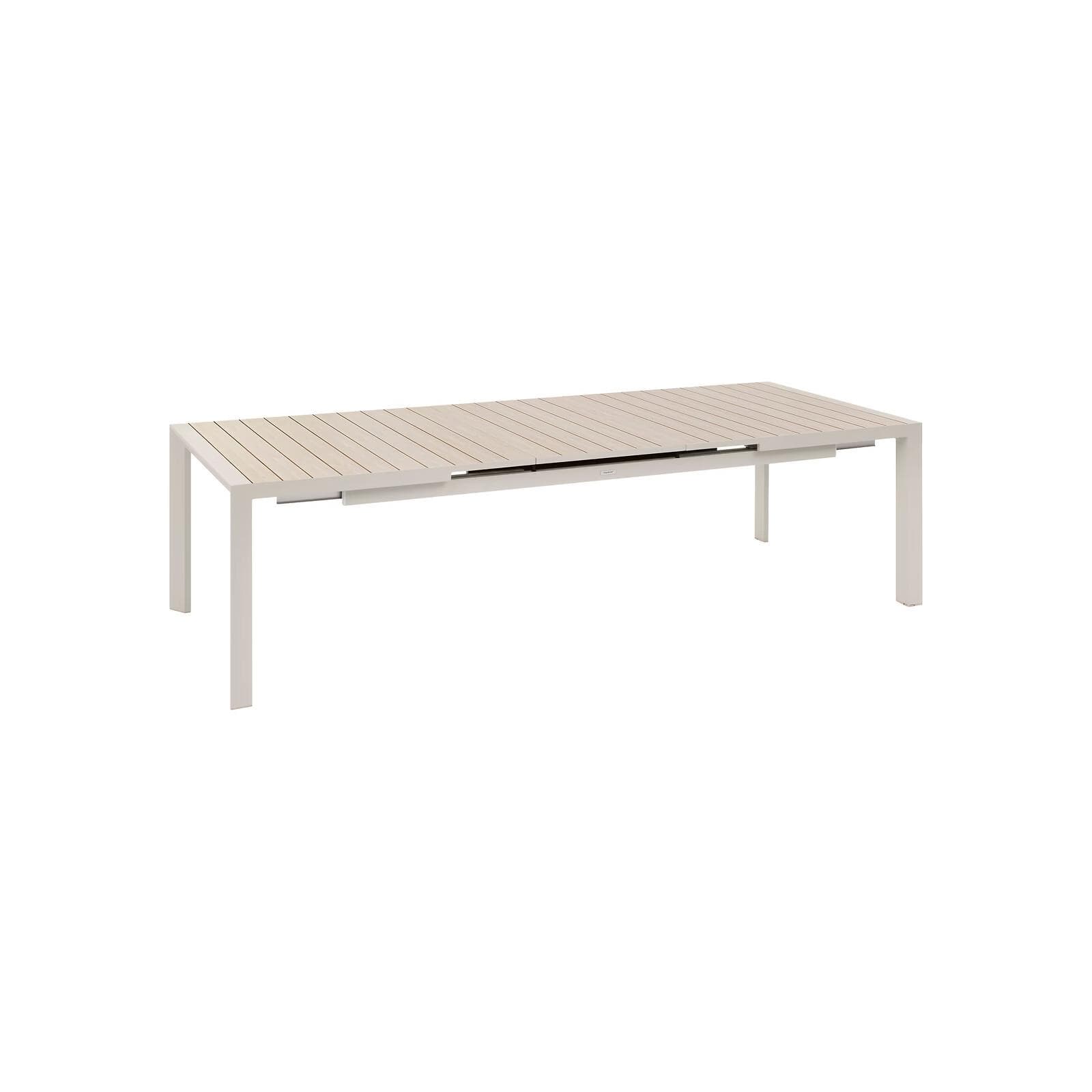 Tavolo allungabile 214/274x110 cm top effetto legno in alluminio beige - Anniki
