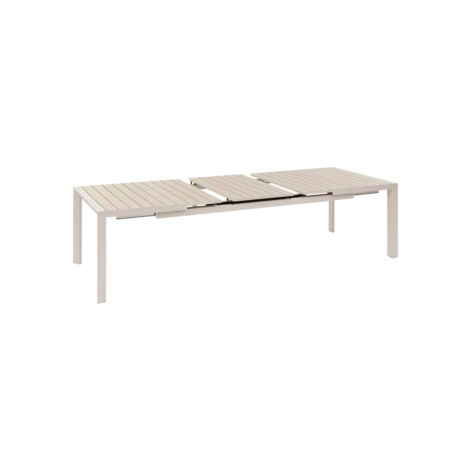 Tavolo allungabile 214/274x110 cm top effetto legno in alluminio beige - Anniki