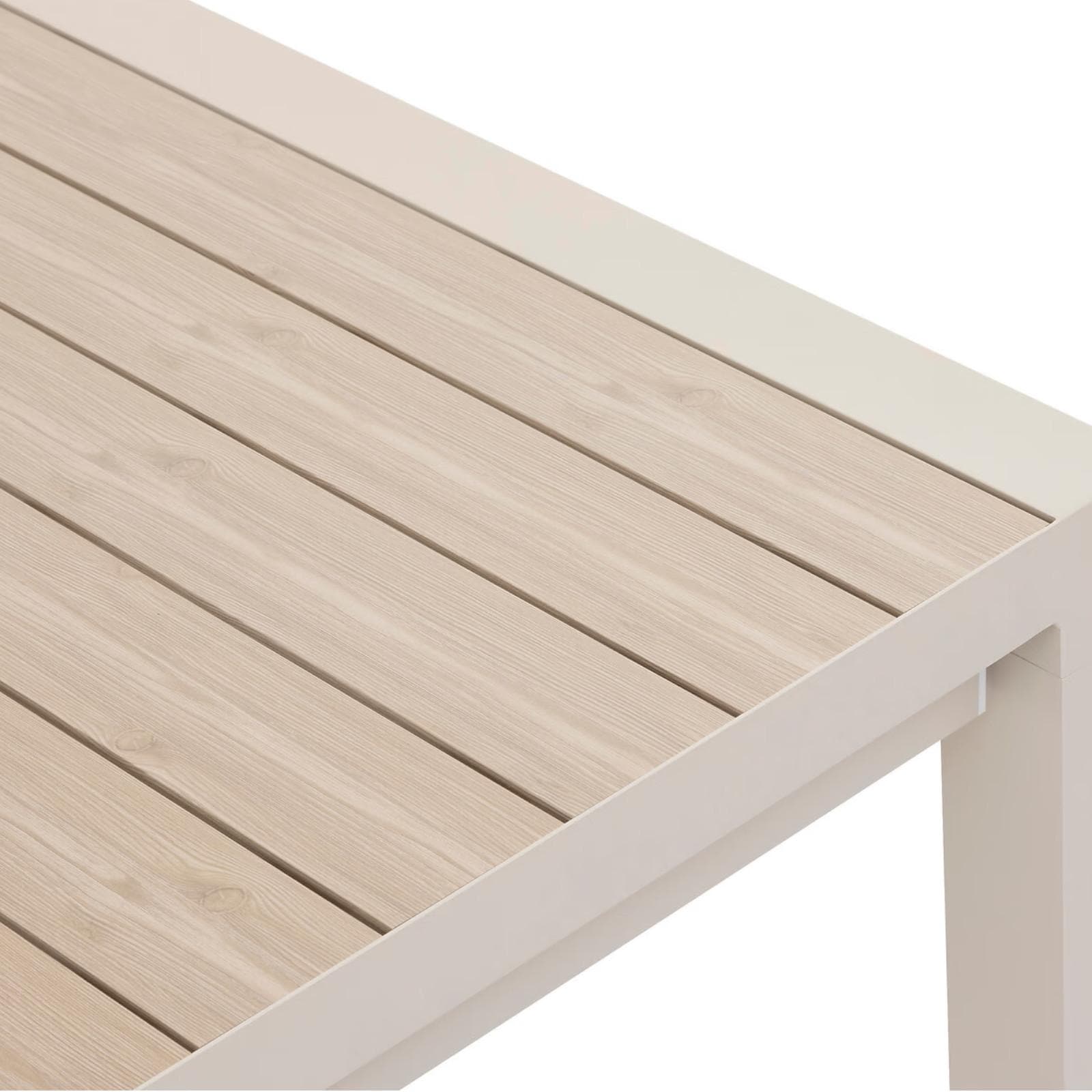 Tavolo allungabile 214/274x110 cm top effetto legno in alluminio beige - Anniki