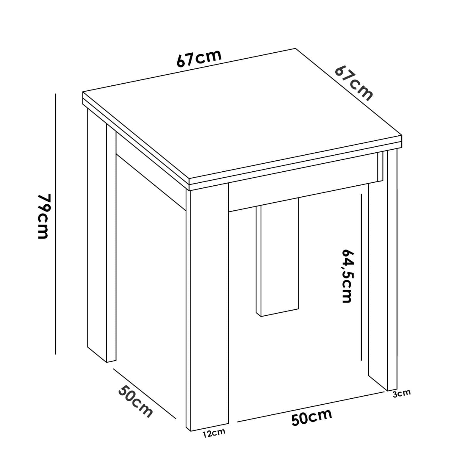 Tavolo allungabile 67-134x67 cm in legno naturale - Kabi