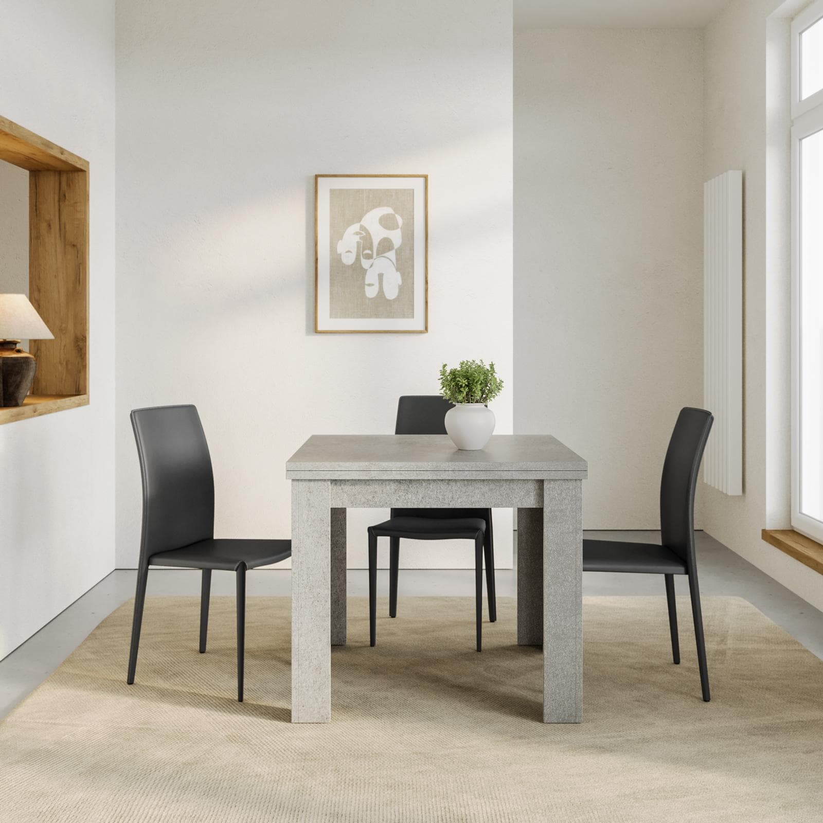 Tavolo allungabile 90-180x90 cm cemento - Riku