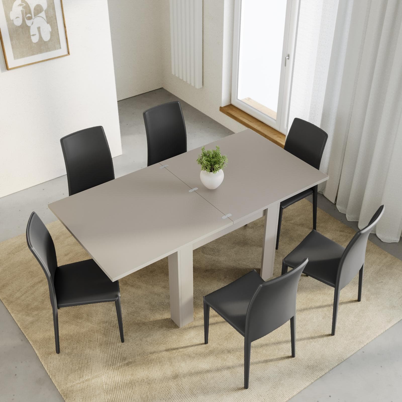 Tavolo allungabile 90-180x90 cm tortora - Riku