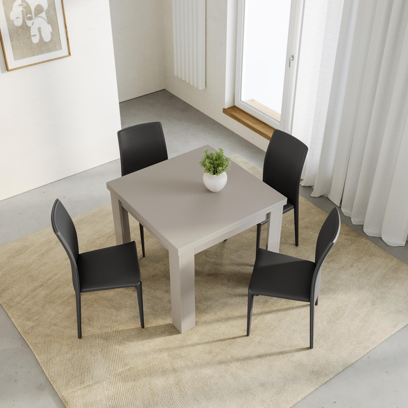 Tavolo allungabile 90-180x90 cm tortora - Riku