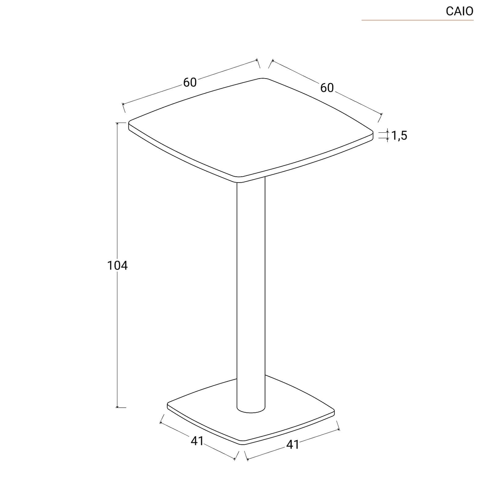 Tavolo alto 60x60 cm top bianco con bordi arrotondati con base in metallo bianco - Caio Round
