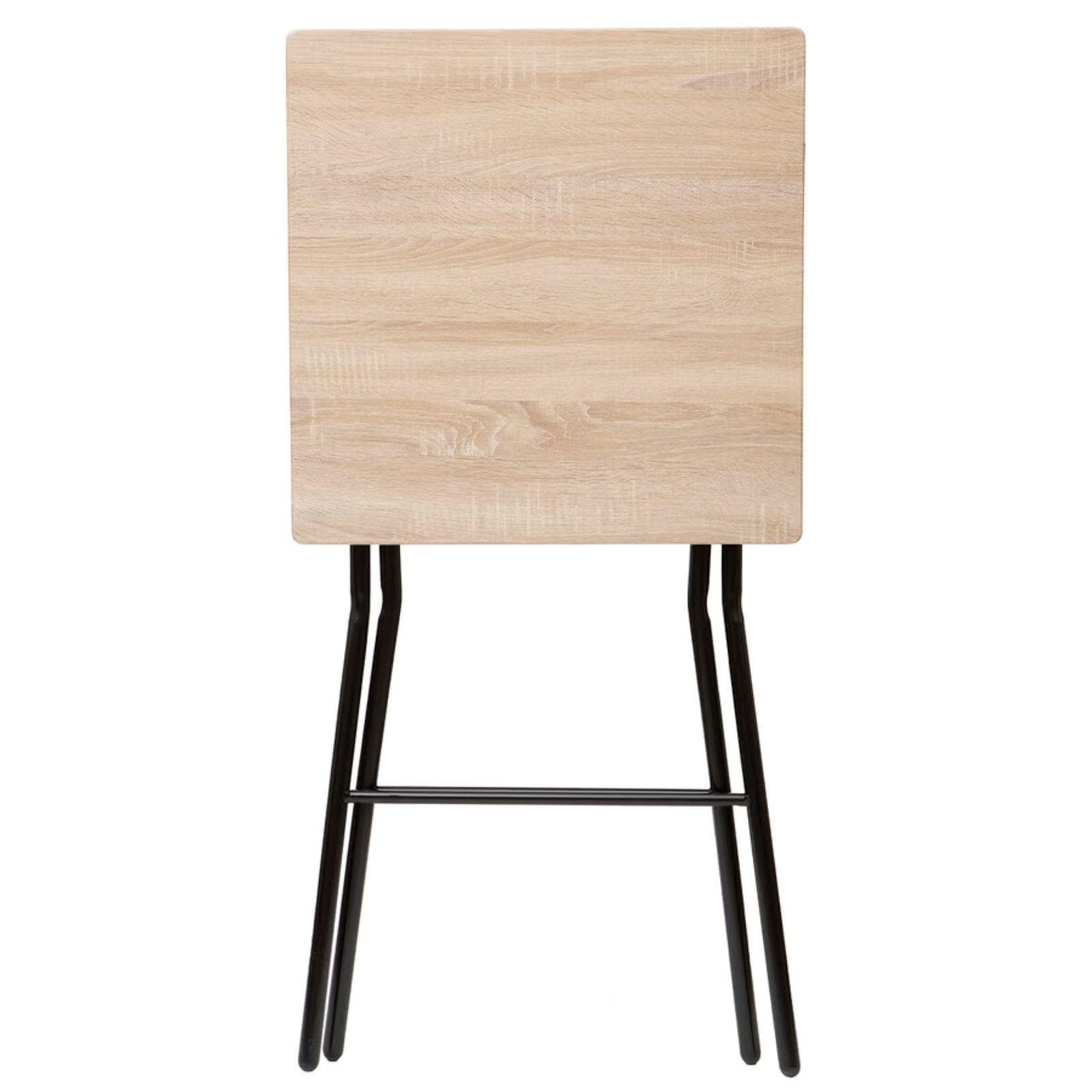 Tavolo alto pieghevole 80x80 cm in acciaio nero e legno naturale - Astevy