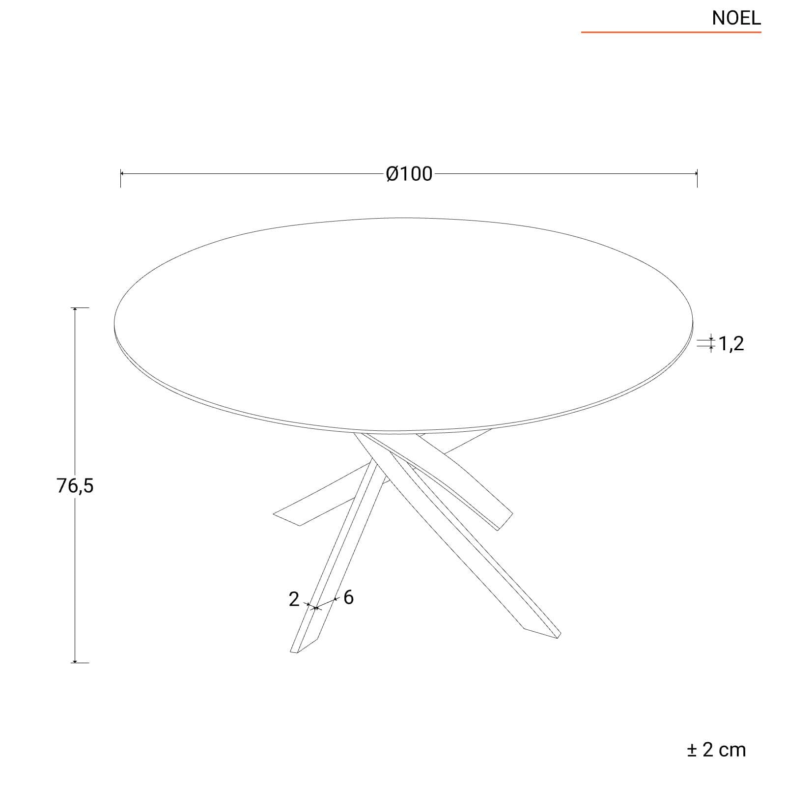 Tavolo da pranzo rotondo 100 cm piano in ceramica bianco 12 mm e gambe incrociate oro - Noel