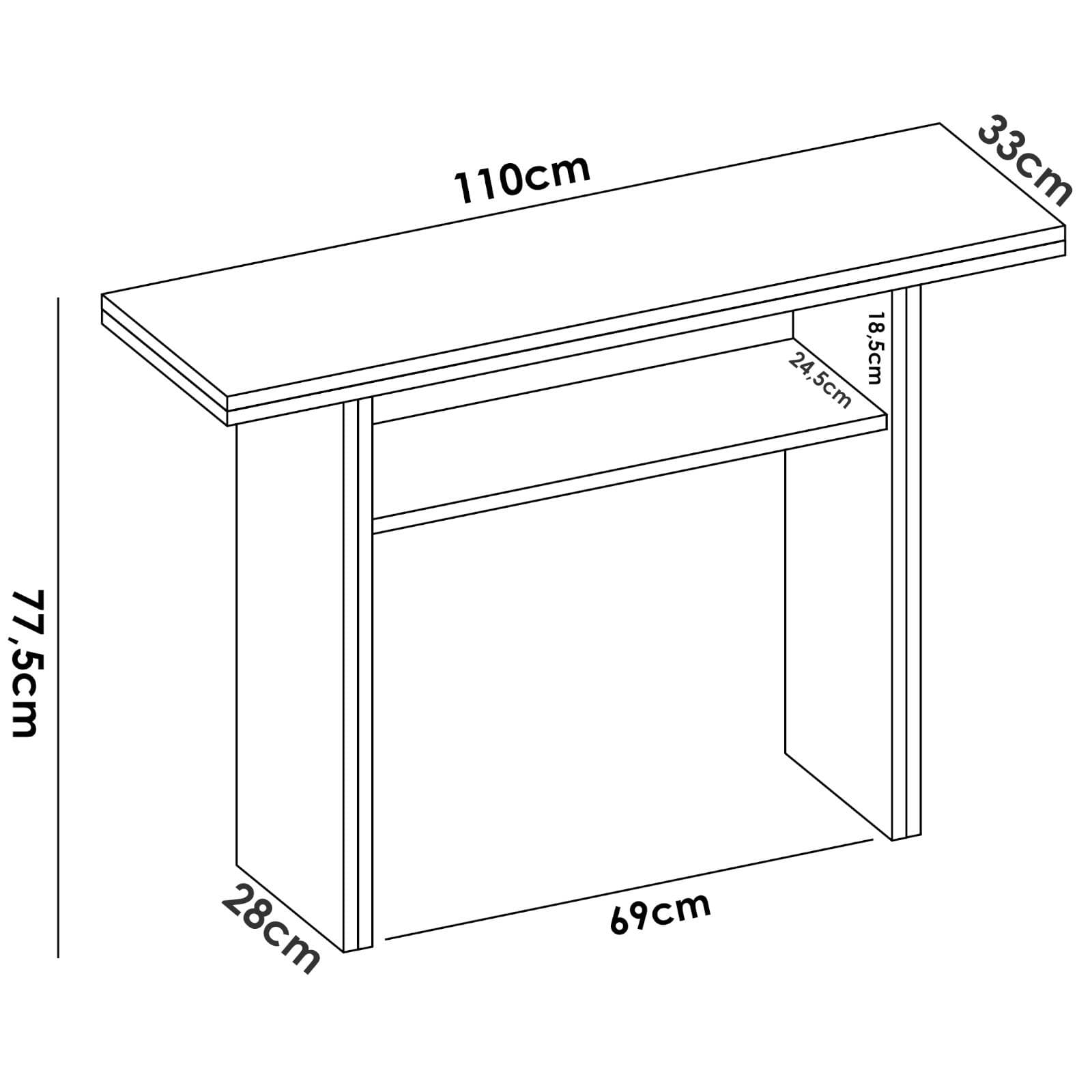 Tavolo consolle allungabile 110x33-66 cm in legno bianco - Lylo