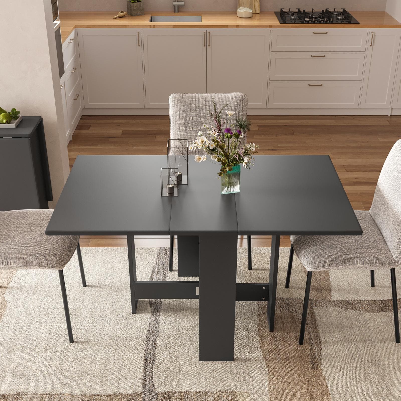 Tavolo consolle allungabile 30-130x76 cm antracite - Modisto