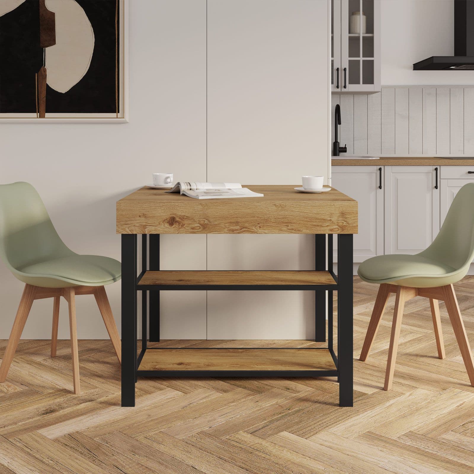Tavolo consolle allungabile 40-290x90 cm frassino e metallo nero - Trilogia