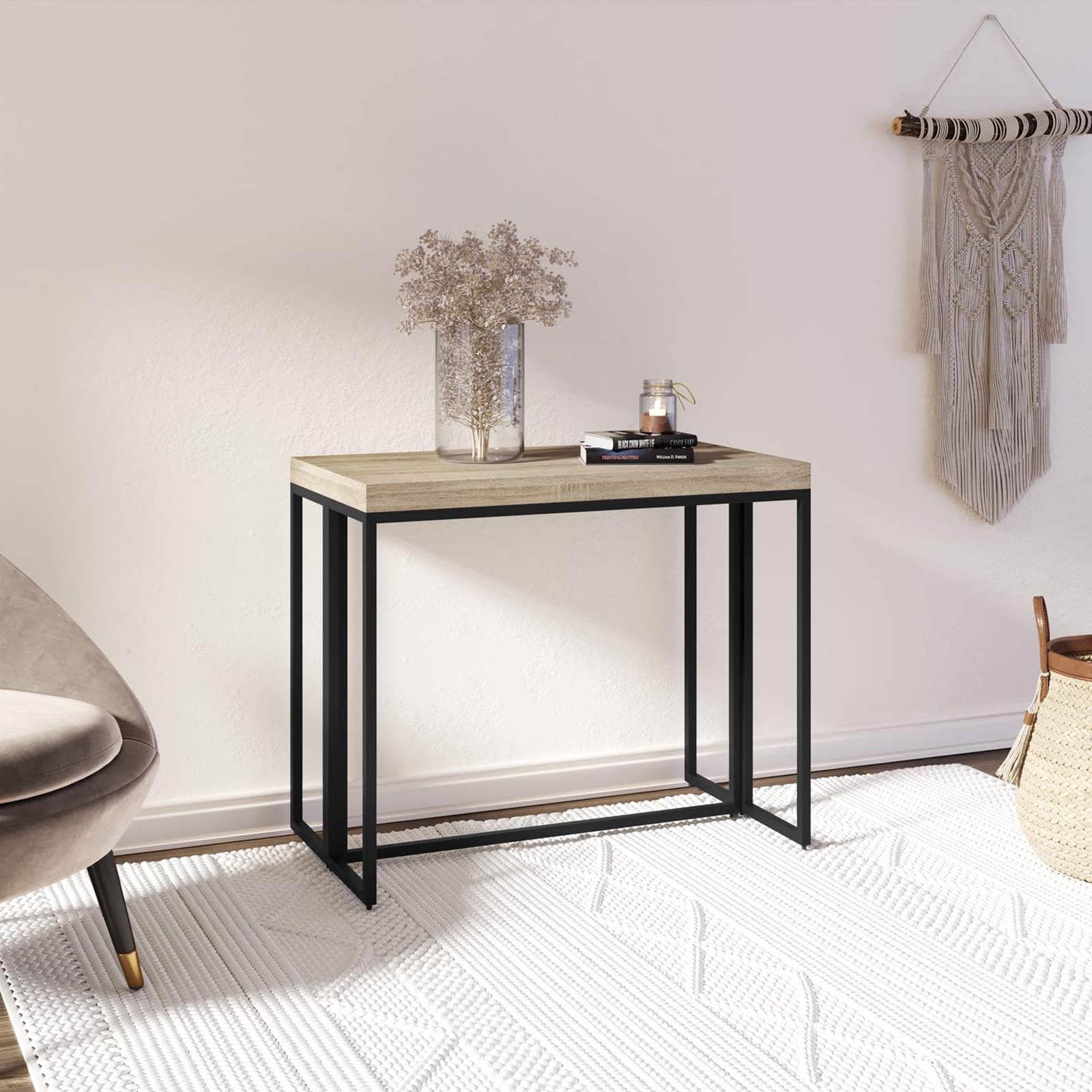 Tavolo consolle allungabile 50-230x90 cm in legno e metallo - Breeze