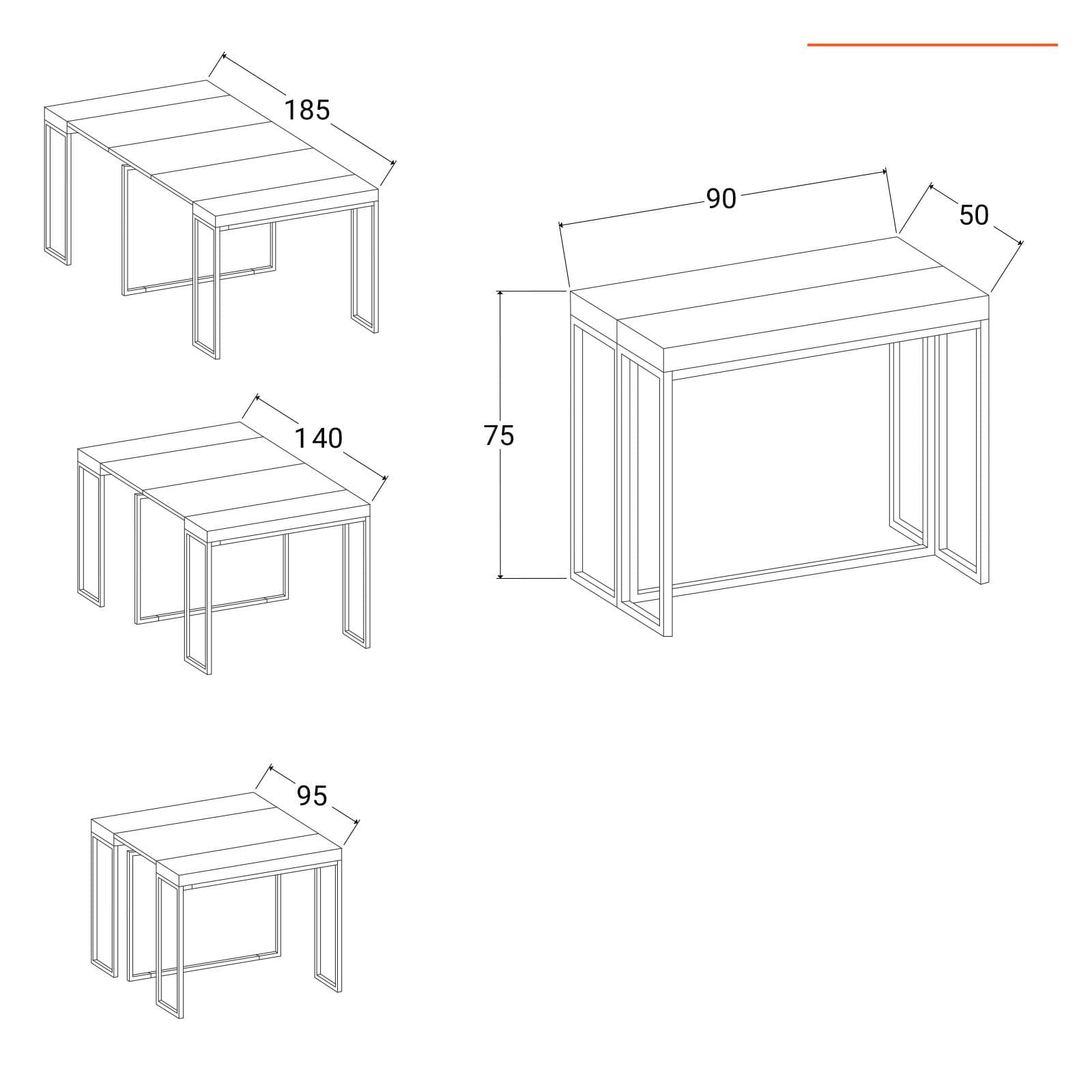Tavolo consolle allungabile 50-185x90 cm in metallo e legno - Breeze