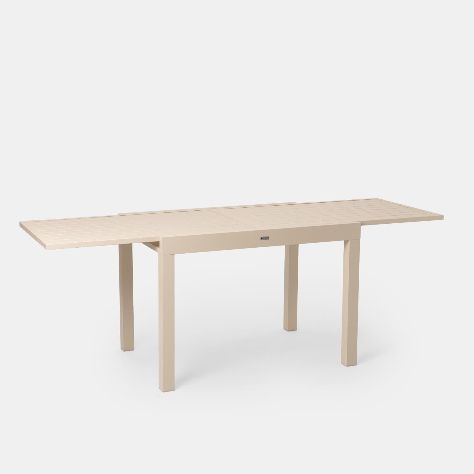 Tavolo da esterno allungabile 105/210x75 cm in alluminio vaniglia con top a doghe - Carioca