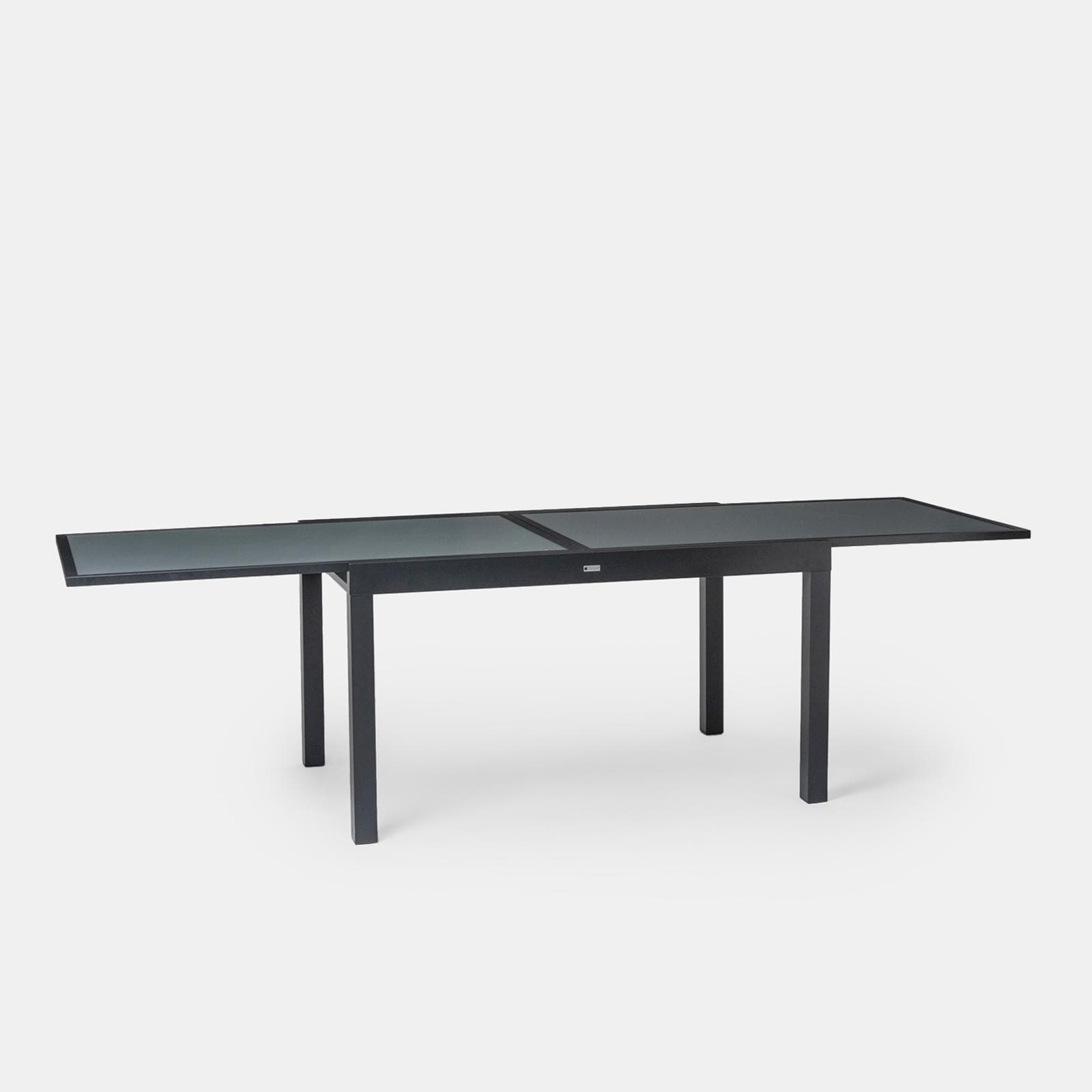 Tavolo da esterno allungabile 135/270x90 cm in alluminio antracite con top in vetro - Carioca