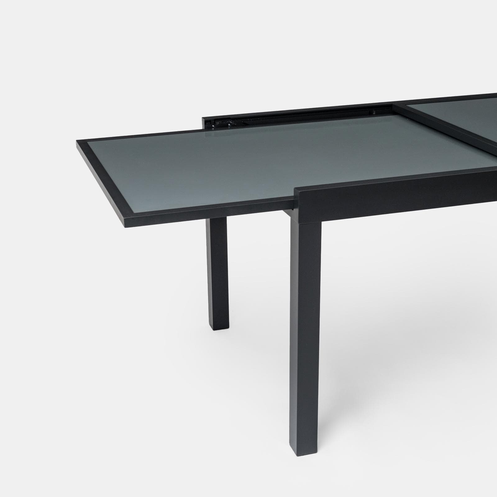Tavolo da esterno allungabile 135/270x90 cm in alluminio antracite con top in vetro - Carioca