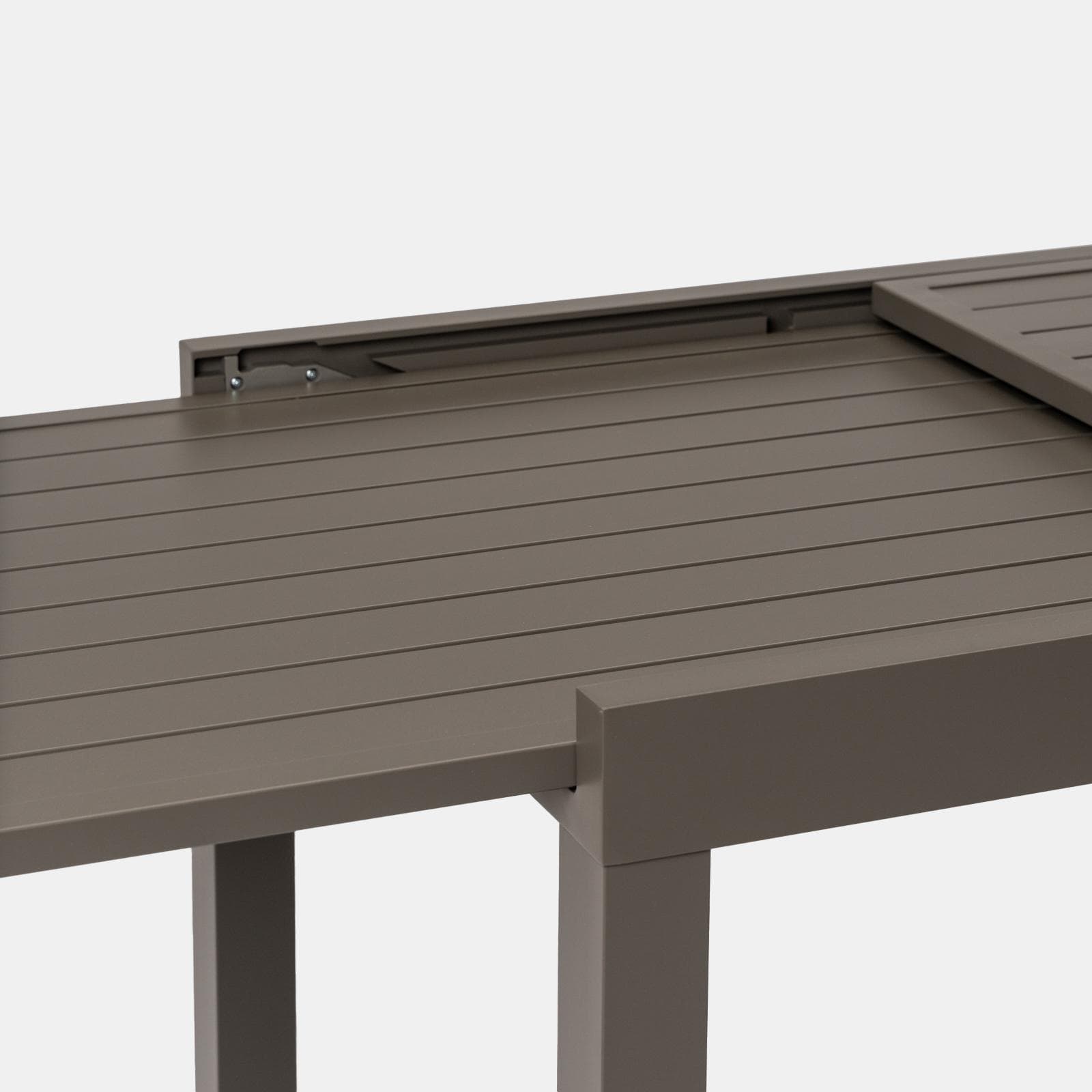 Tavolo da esterno allungabile 90/180x90 cm in alluminio tortora con top a doghe - Carioca