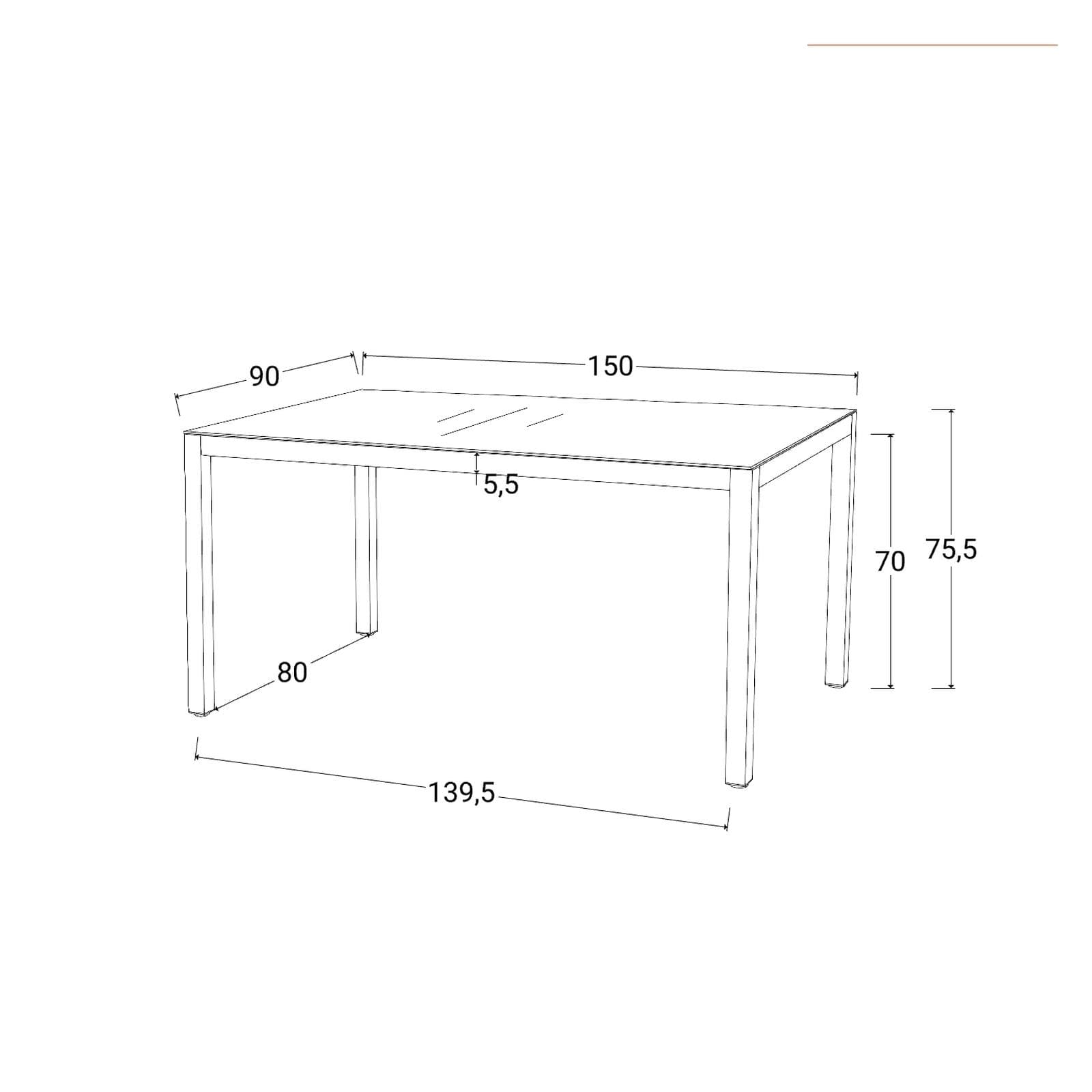 Tavolo da giardino 150x90 cm con top in vetro temperato e acciaio verde oliva - Tamika