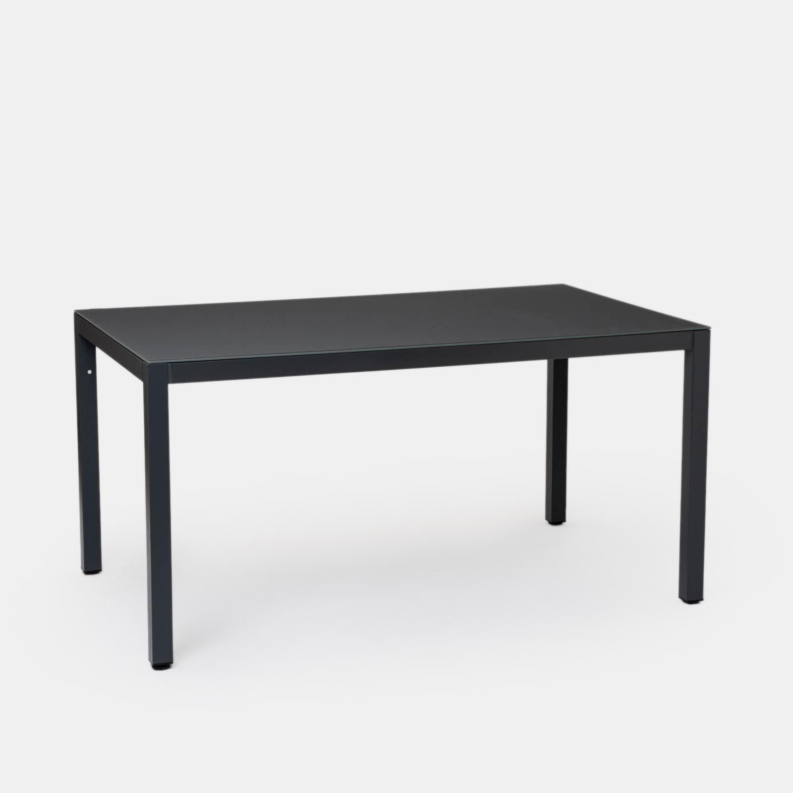 Tavolo da giardino 150x90 cm con top vetro temperato e acciaio grigio - Tamika