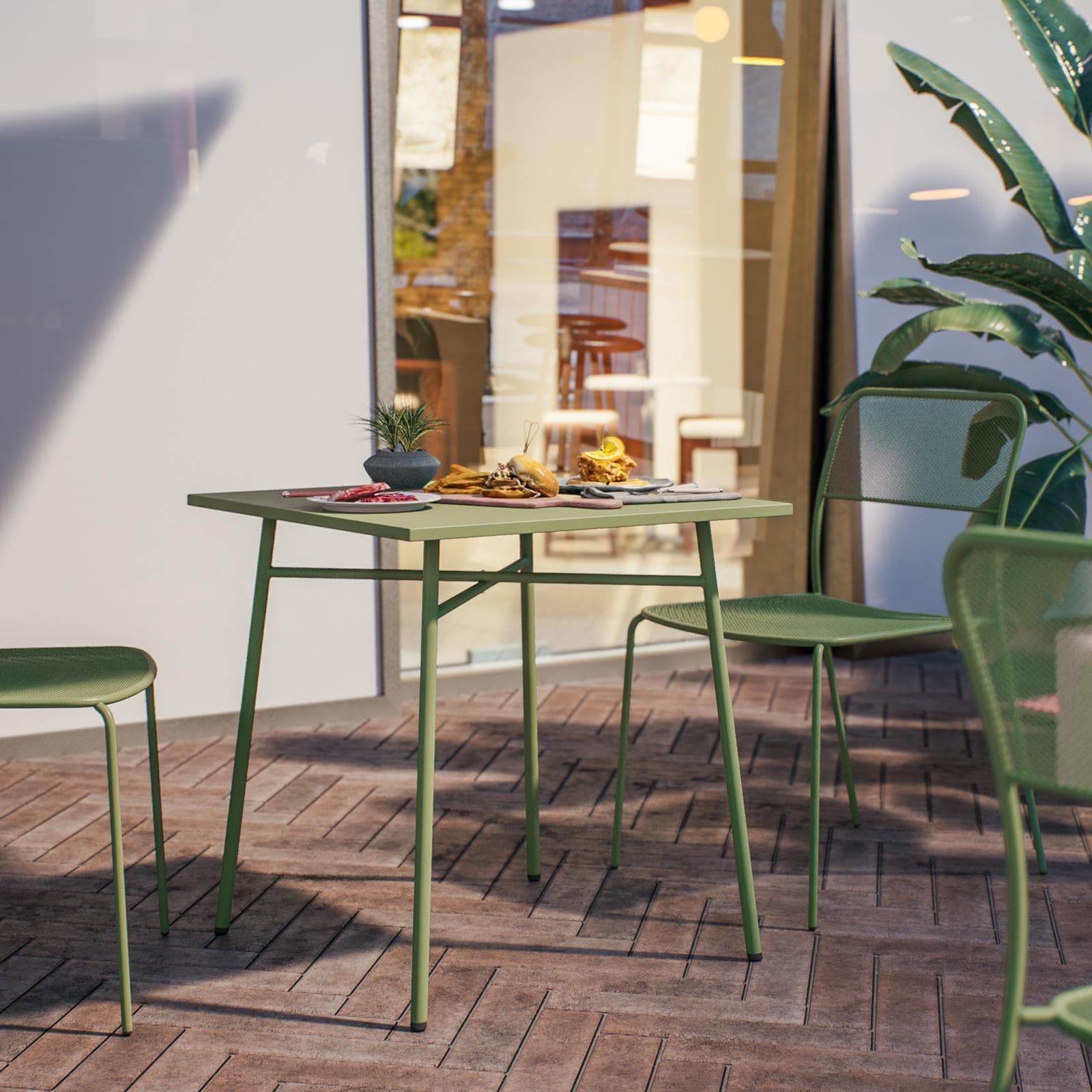 Tavolo da esterno 70x70 cm in acciaio verde oliva - Faber