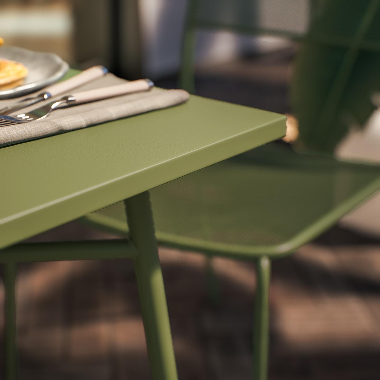 Tavolo da esterno 70x70 cm in acciaio verde oliva - Faber